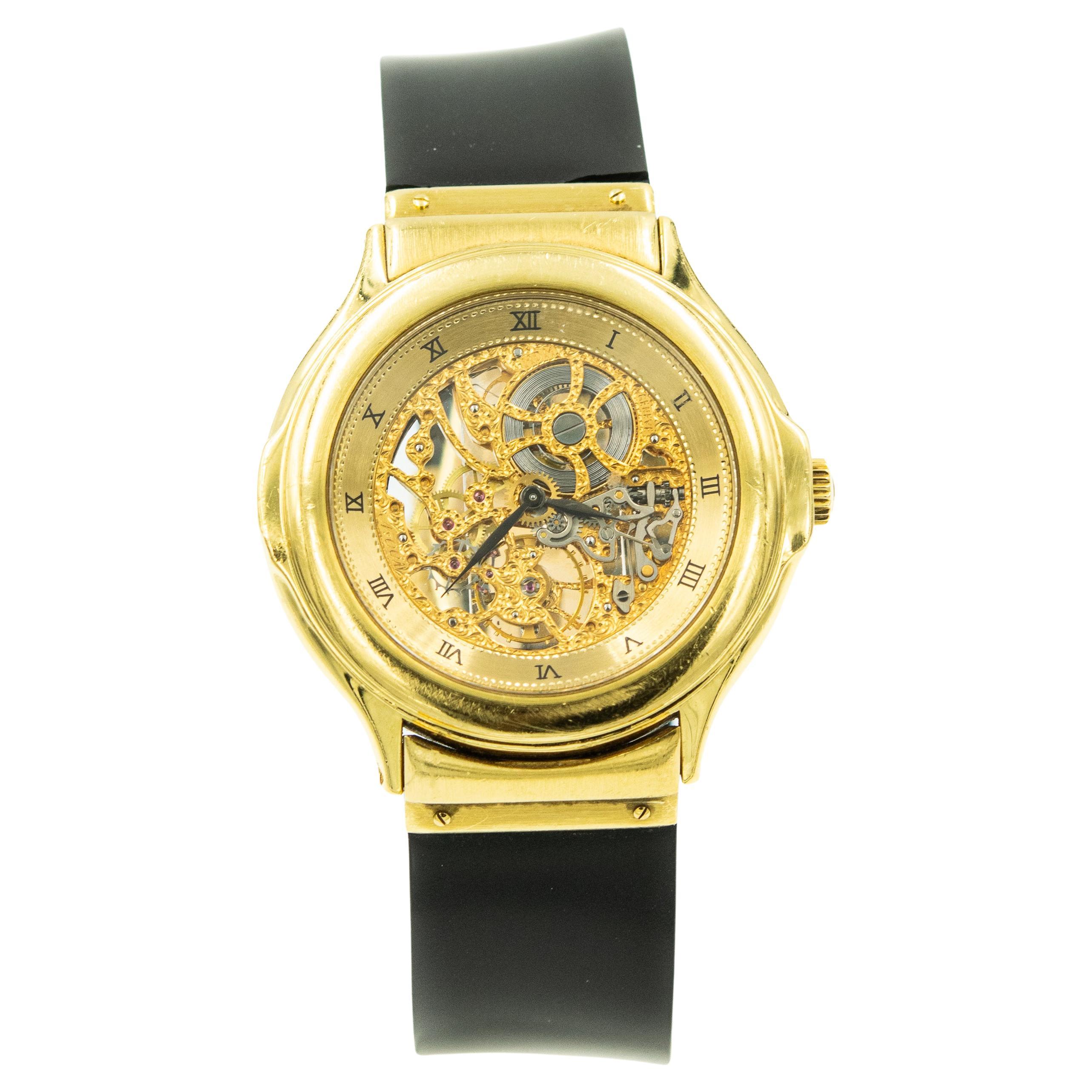 Limited Edition Hublot Unisex MDM Skeleton 18k Yellow Gold Watch Ref. 1512.3 For Sale