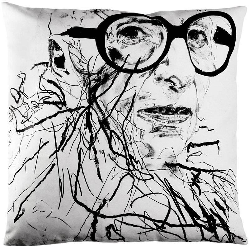 Limited Edition Iris Apfel Art Pillow Throw Cushion by Robert Knoke for Henzel For Sale