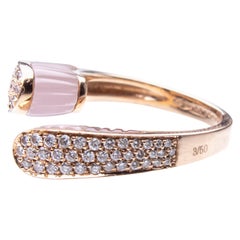 Limited Edition Italian 18 Karat Gold Rose Quartz Pave Set Diamond Dress Ring