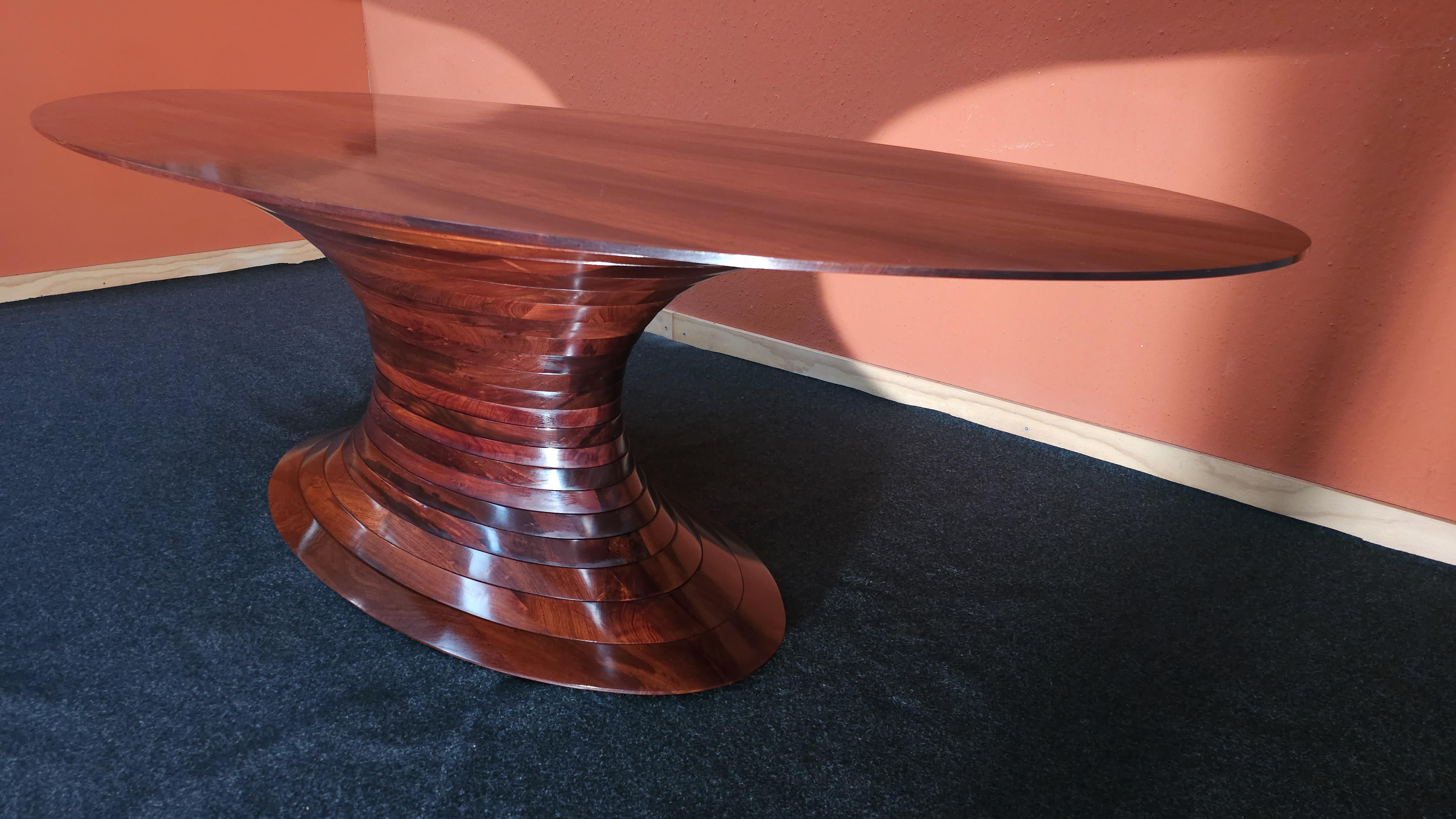  Limited edition Italian solid rosewood oval dining table For Sale 6