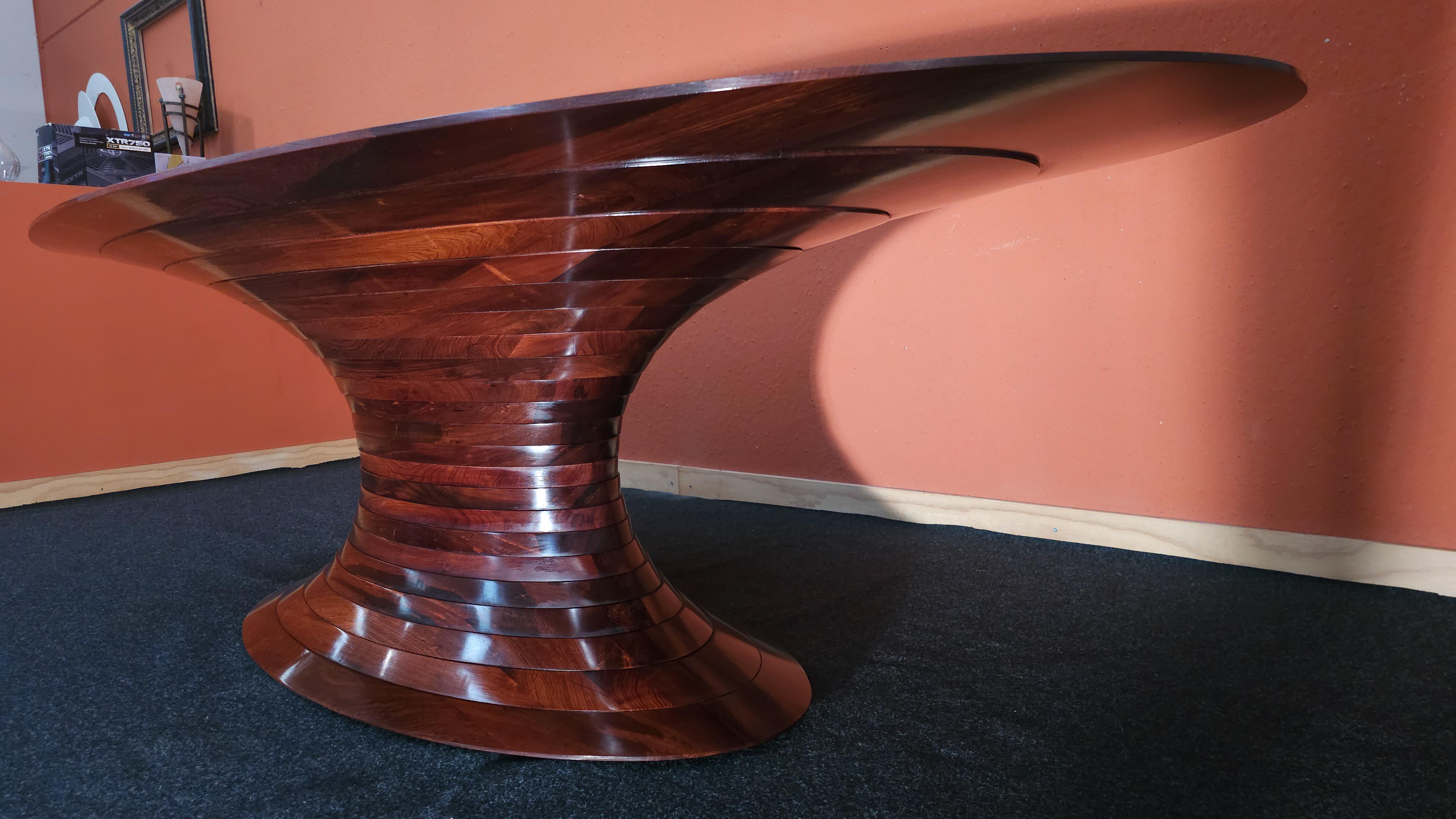  Limited edition Italian solid rosewood oval dining table For Sale 7