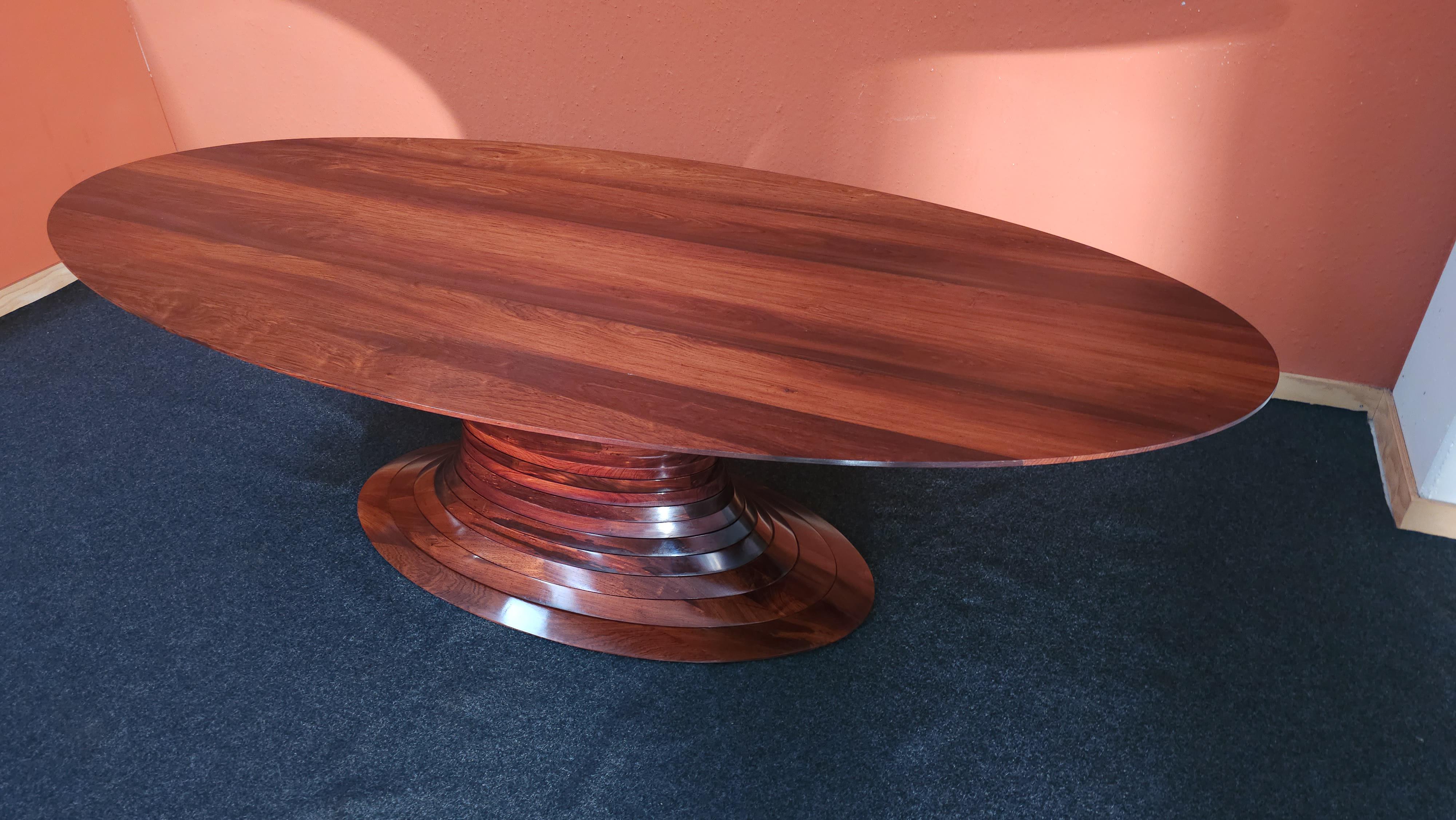  Limited edition Italian solid rosewood oval dining table For Sale 8
