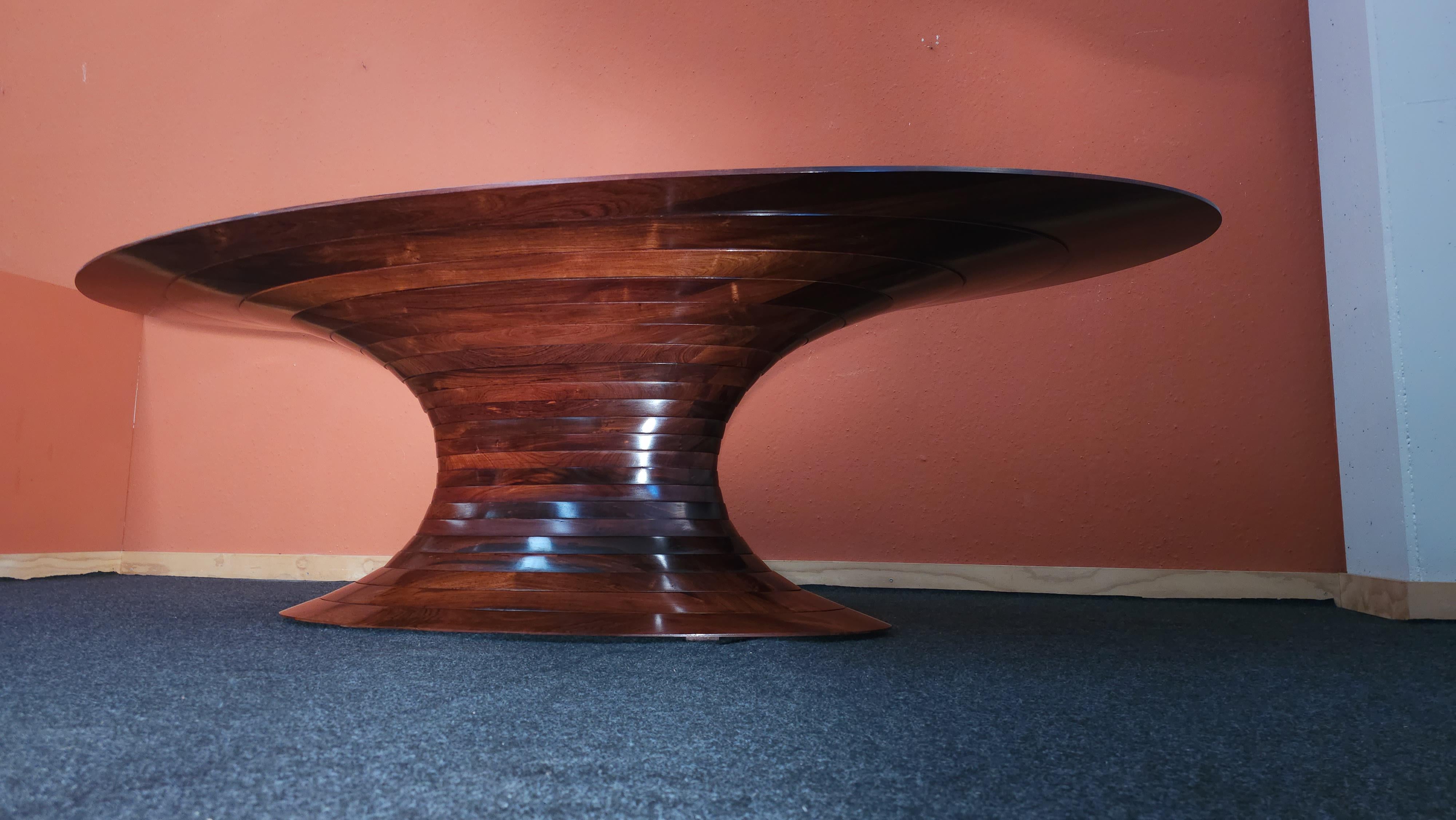  Limited edition Italian solid rosewood oval dining table For Sale 9