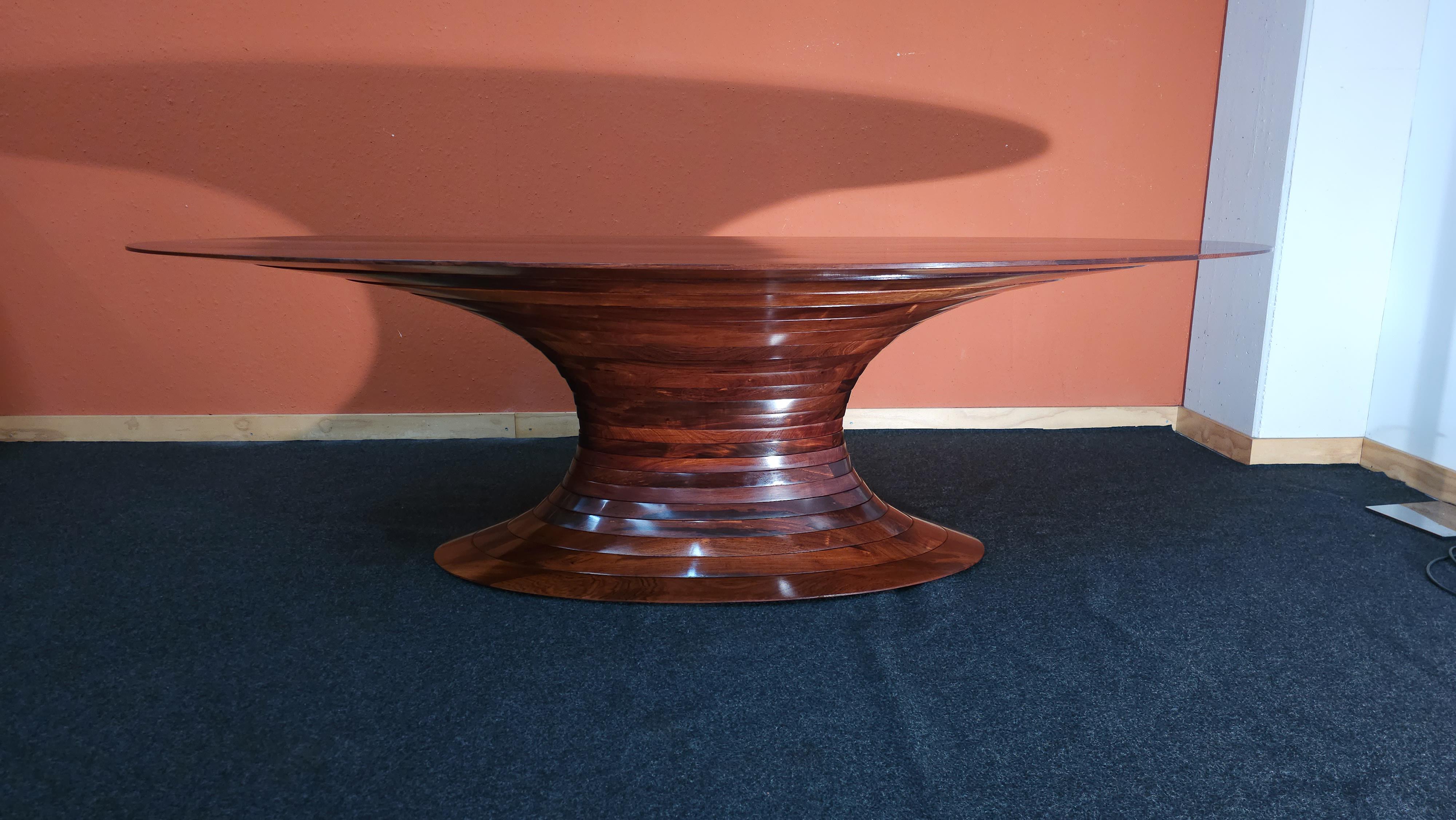 Mid-Century Modern  Limited edition Italian solid rosewood oval dining table For Sale