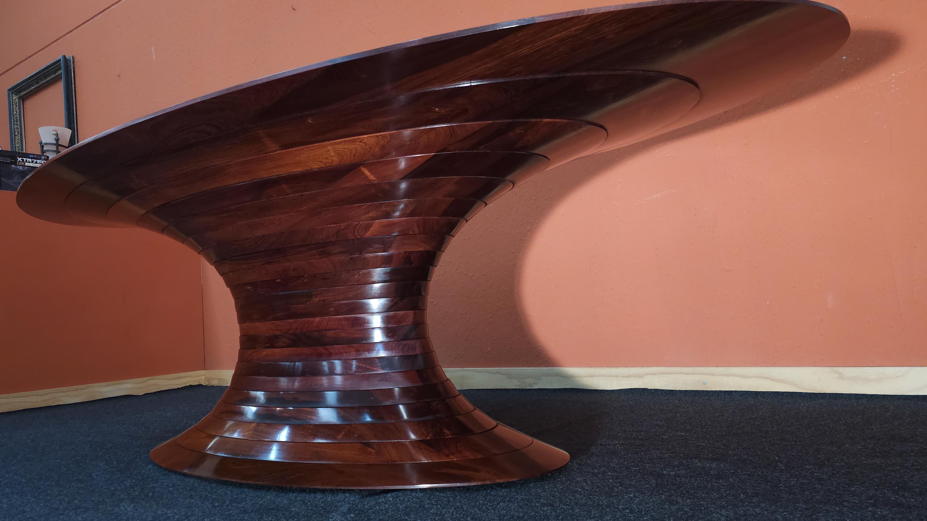  Limited edition Italian solid rosewood oval dining table For Sale 1