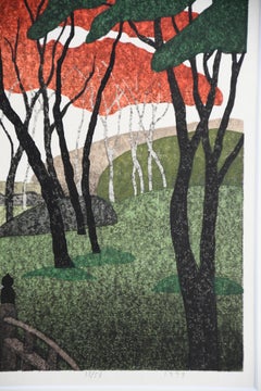 Limited edition Japanese woodblock print "Autumn Garden" by Kazuyuki Ohtsu