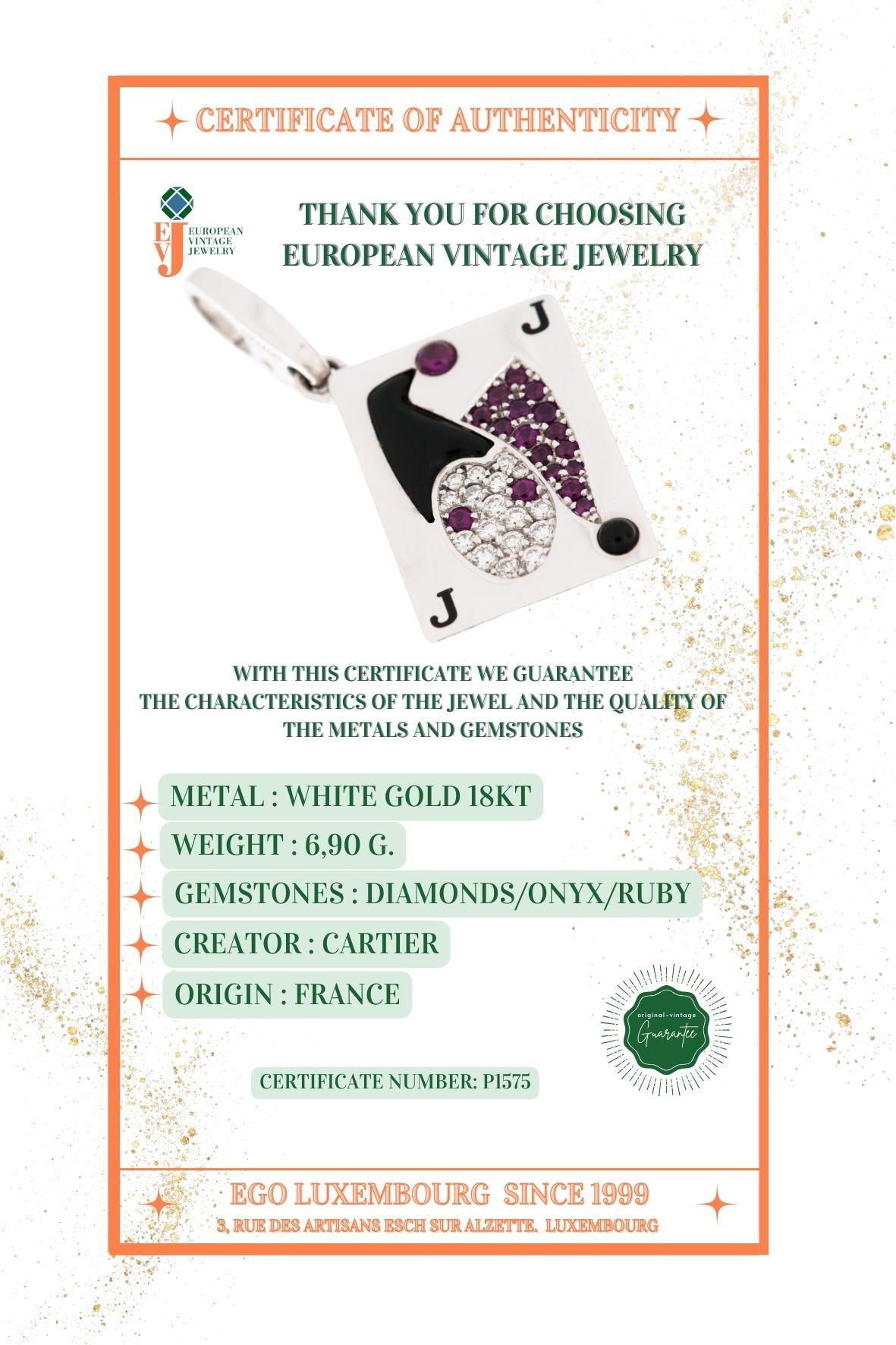 Charm Cartier con carta da gioco Joker in edizione limitata in vendita 3