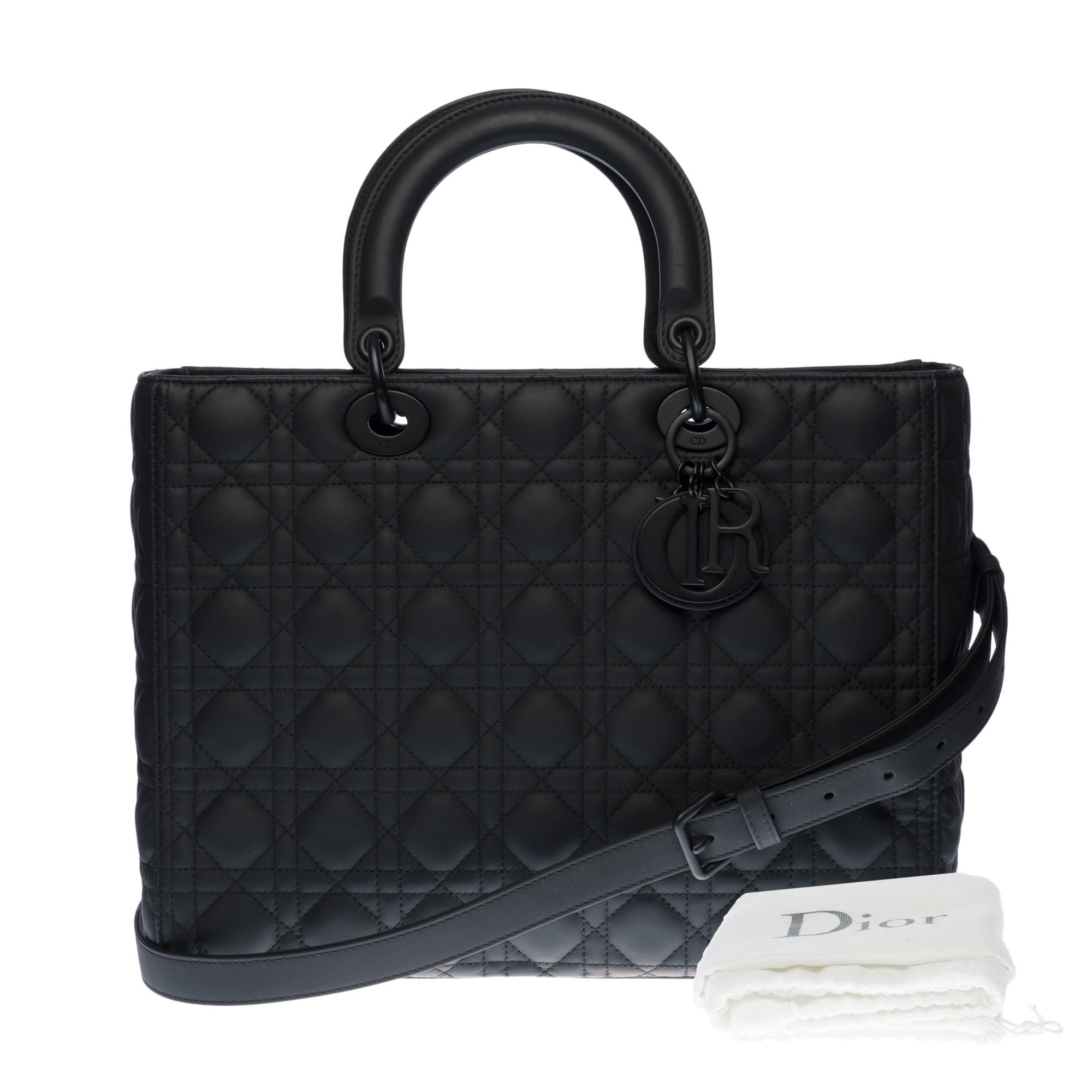 Limited Edition Lady Dior (GM) strap in Ultamatte black calf 4