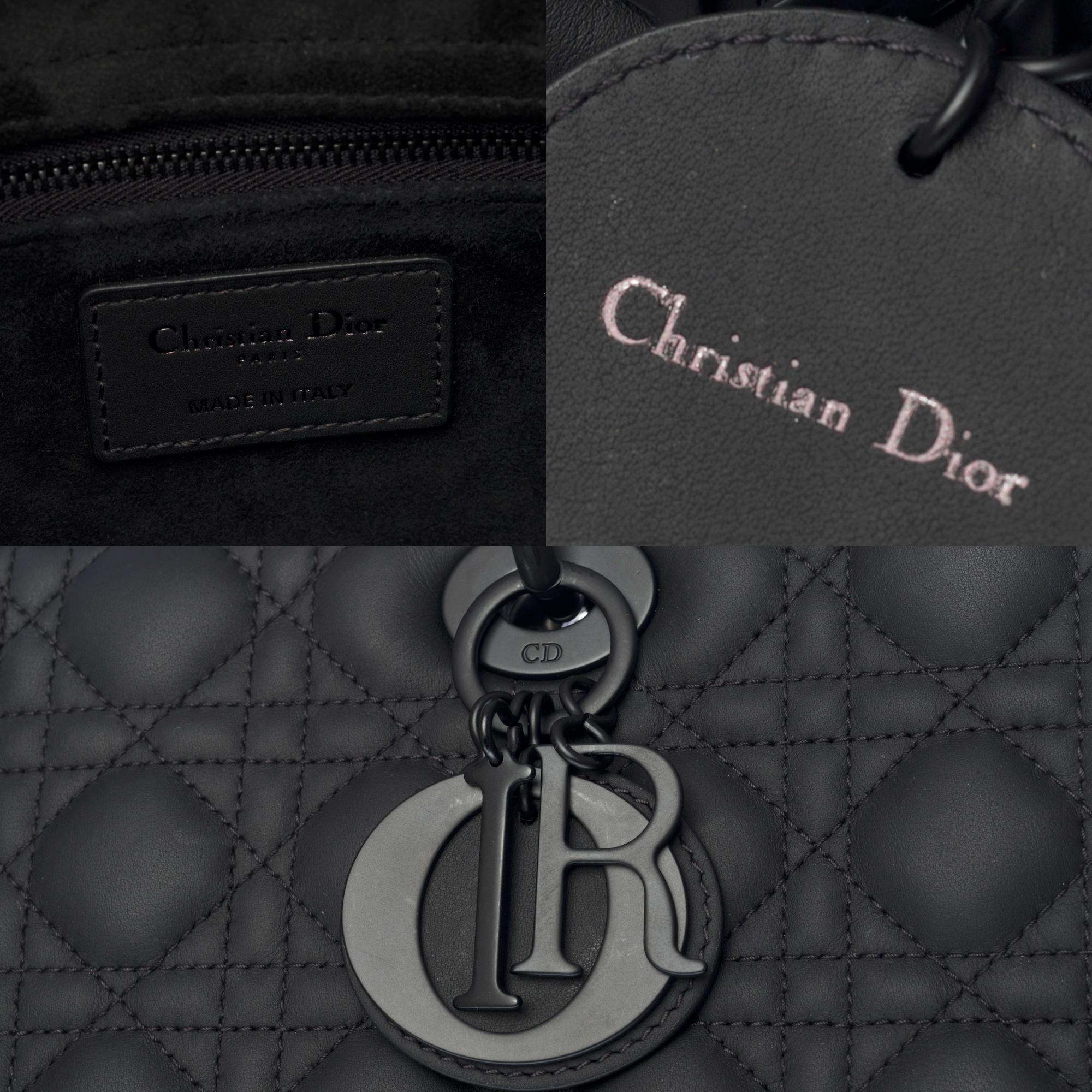 Black Limited Edition Lady Dior (GM) strap in Ultamatte black calf