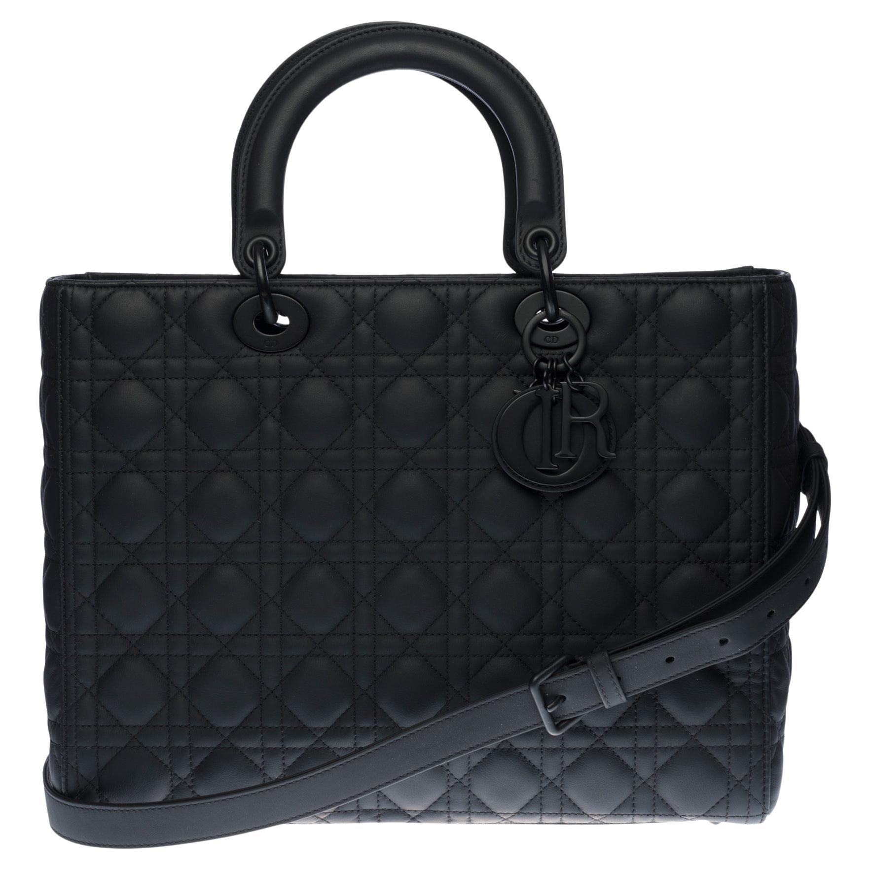 Limited Edition Lady Dior (GM) strap in Ultamatte black calf