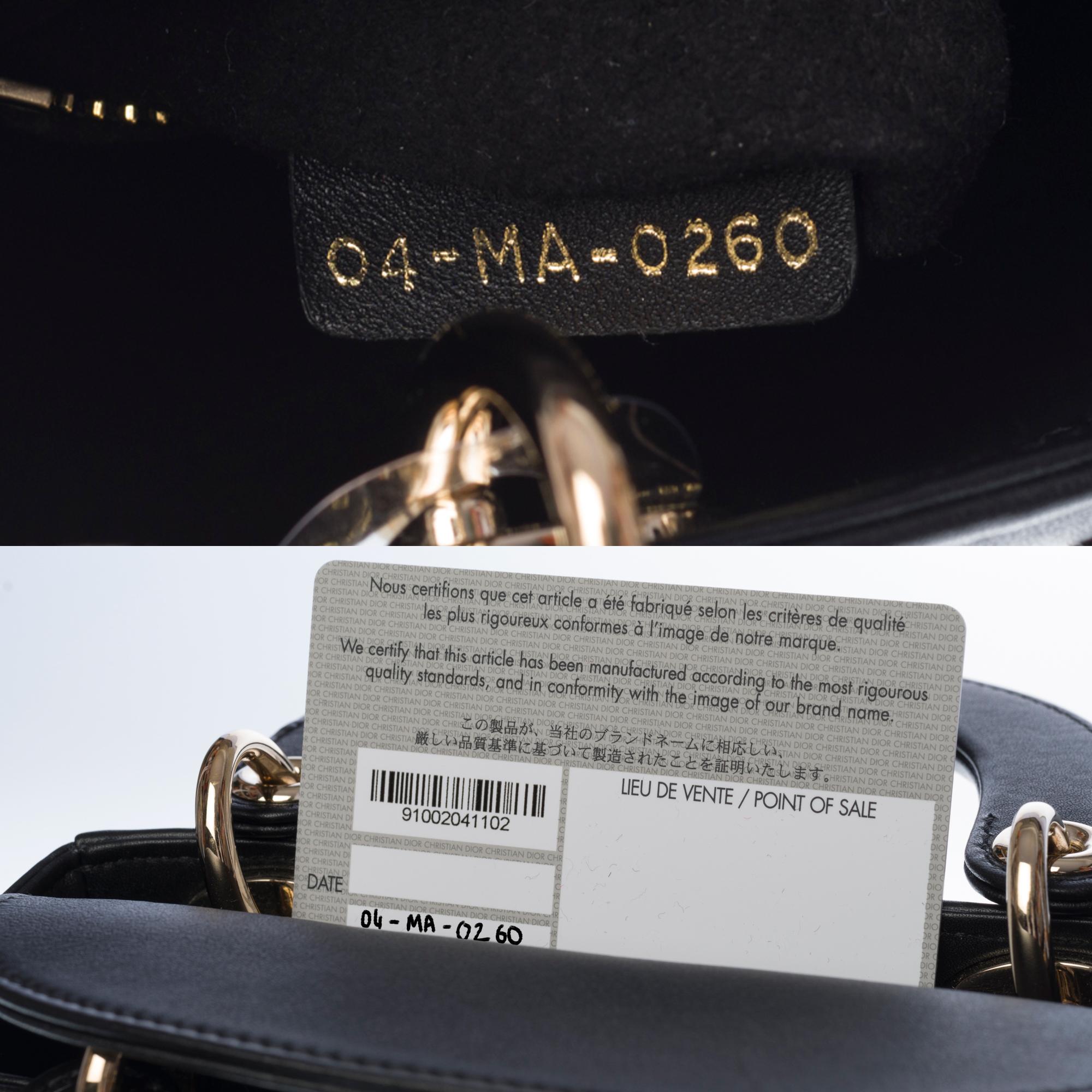 Limitierte Auflage Lady Dior Mini aus schwarzem Lammleder, bestickt mit Perlen 2