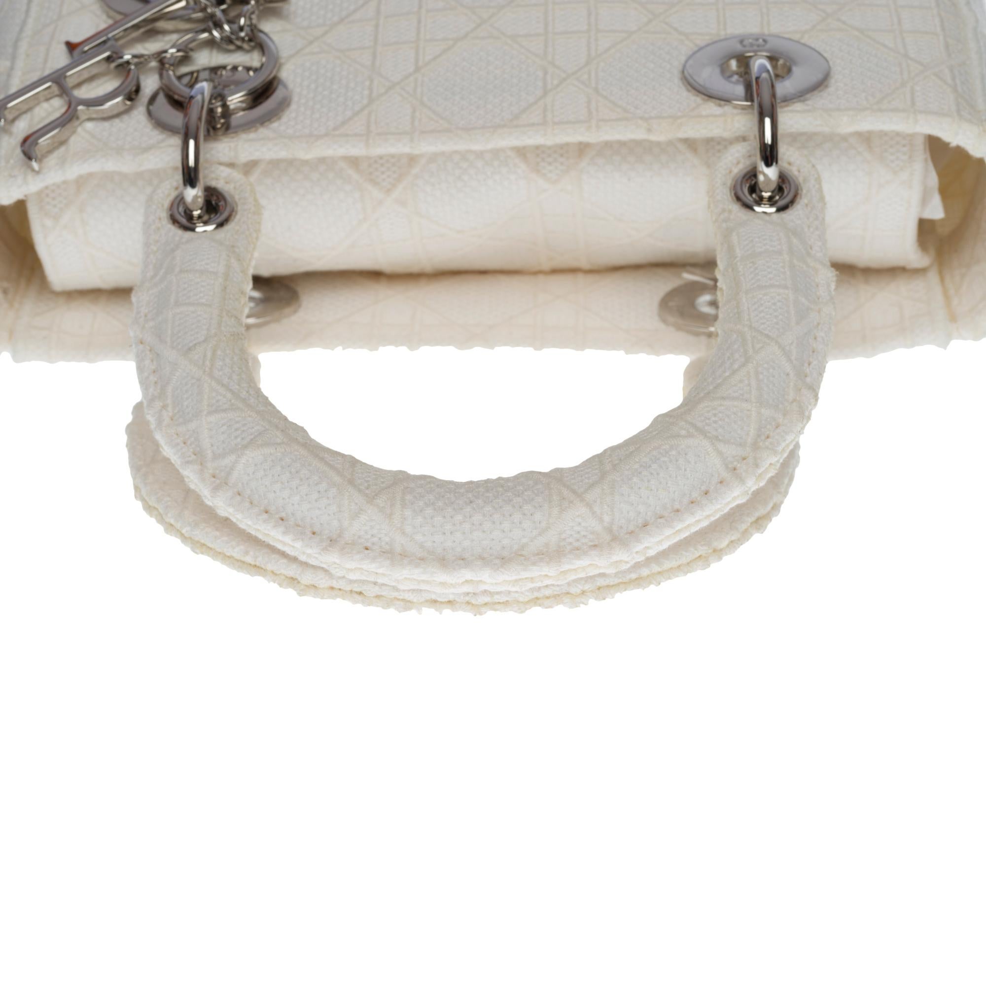 Limited Edition Lady Dior MM D-Lite in white Tweed, SHW 2