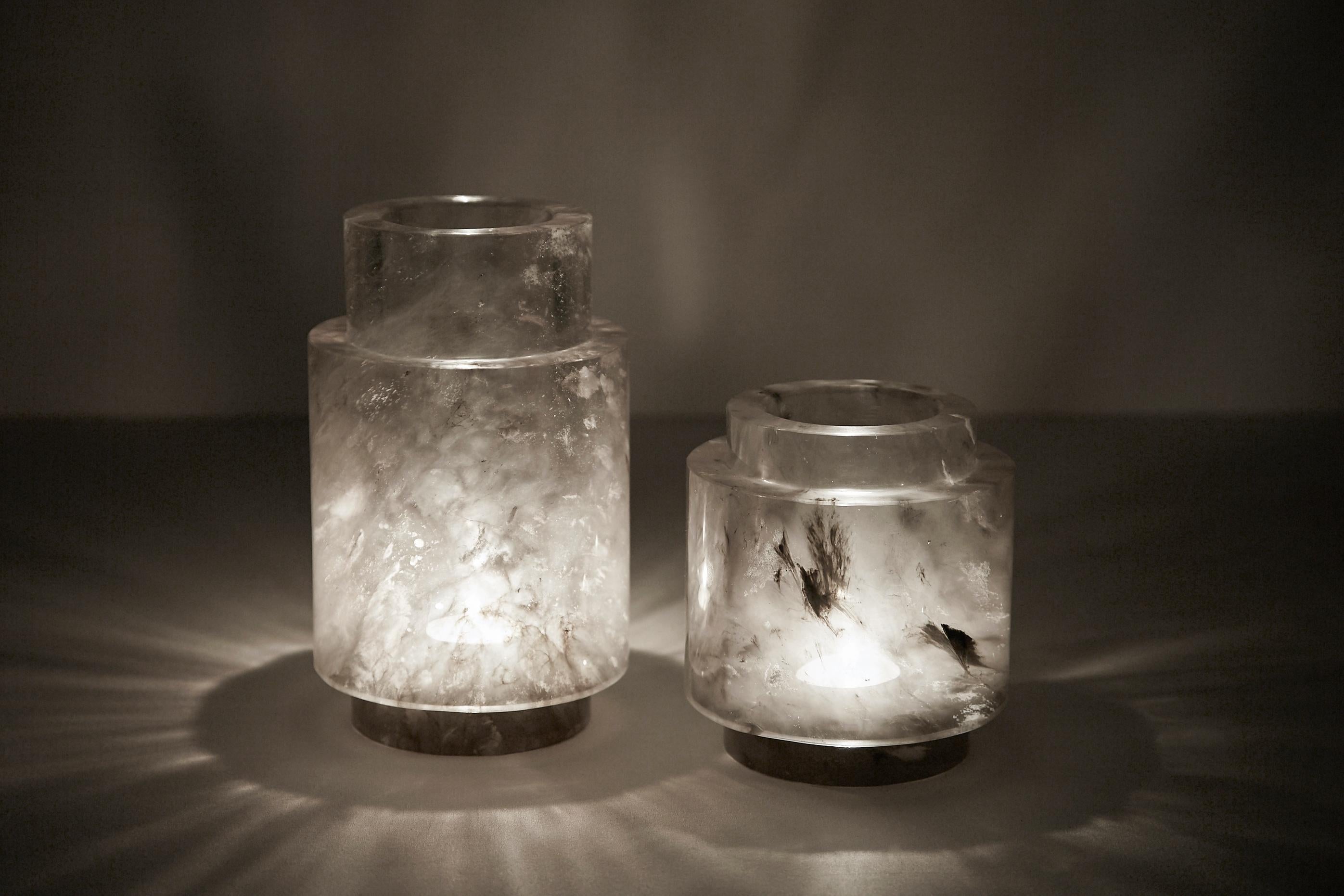 Große Mocha-Bergkristall-Kerzenleuchter Votive von Gilles Caffier, limitierte Auflage  im Zustand „Neu“ im Angebot in Edison, NJ