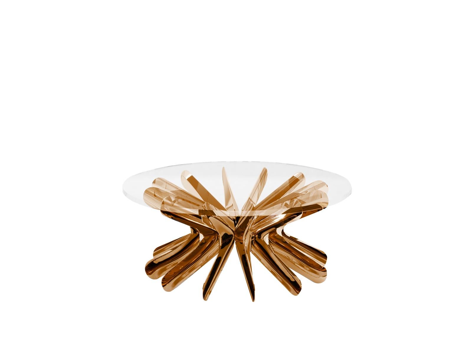Modern Limited Edition Large Steel in Rotation Coffee Table in Lacquered Copper, Zieta For Sale