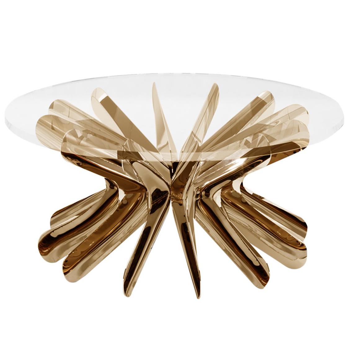 Limited Edition Large Steel in Rotation Coffee Table in Lacquered Copper, Zieta For Sale