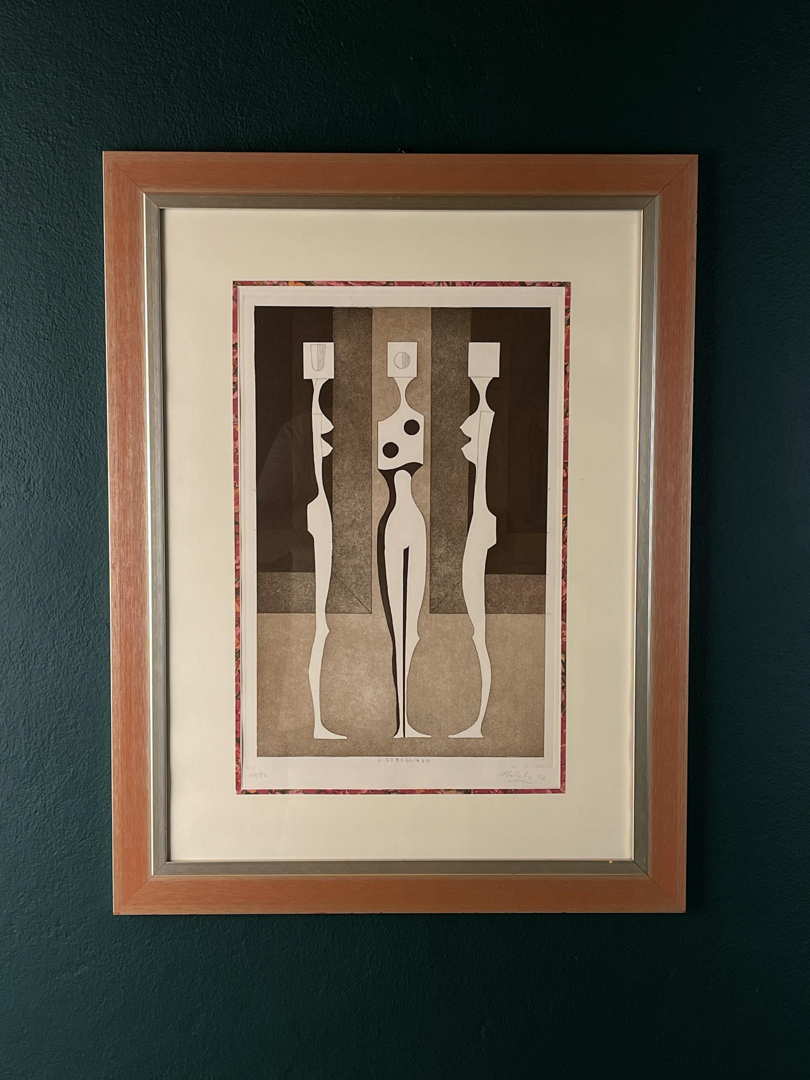 Limitierte Auflage der Lithographie 10/50 von Luciano Sebeglia. Hergestellt in Italien im Jahr 1976.

Ausgezeichneter Vintage-Zustand Es gibt eine Unterschrift des Autors.

Abmessungen:
Breite: 58 cm / 22,8 Zoll
Höhe: 76 cm / 30 Zoll
Tiefe: 2 cm /
