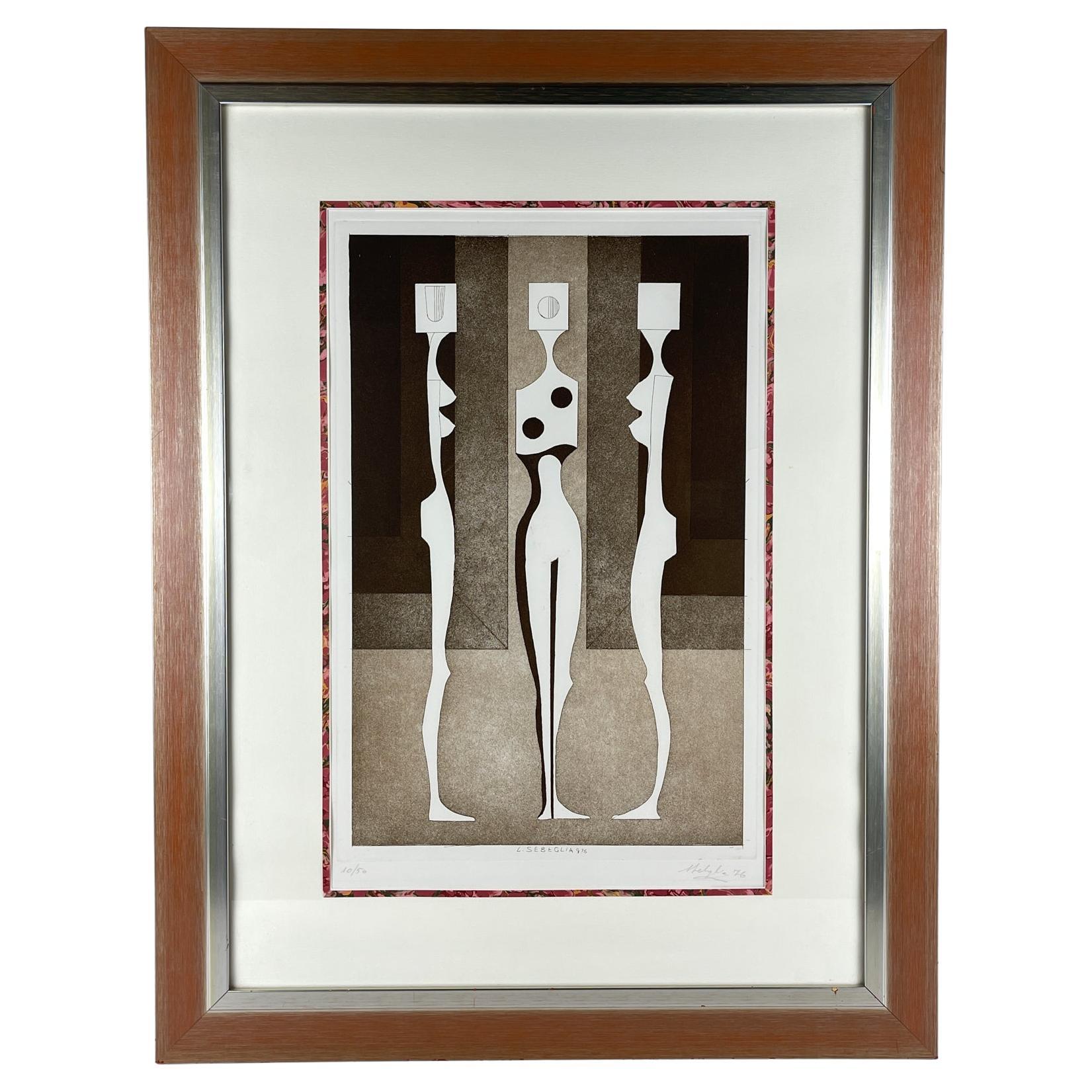 Limited edition lithograph 10/50 by Luciano Sebeglia, Italy, 1976