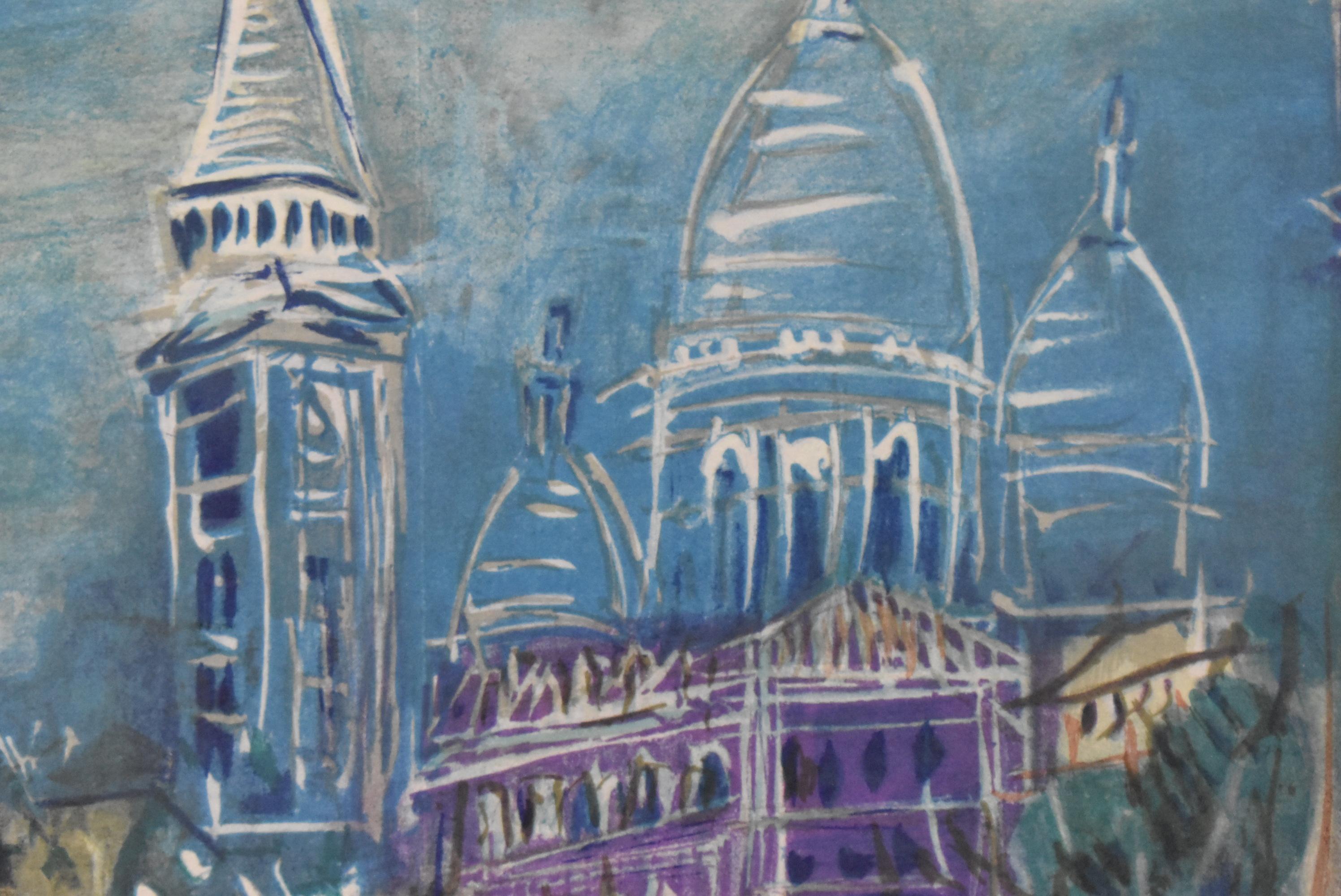 Modern Limited Edition Lithograph 202/250 by Jean Dufy Montmartre Et La Basilique Du