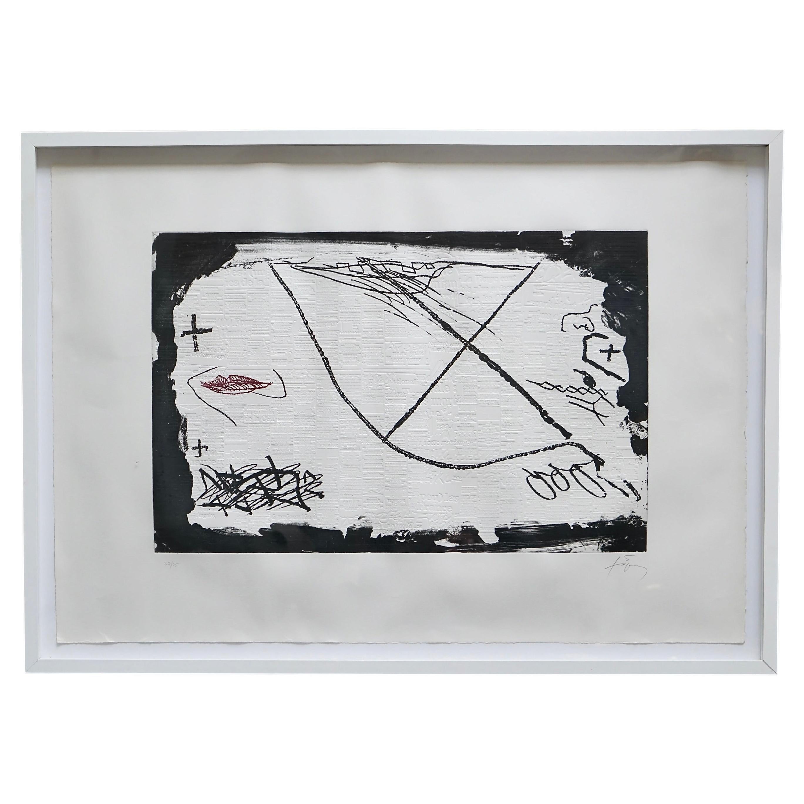Limited edition lithograph by Antoni Tapies For Sale