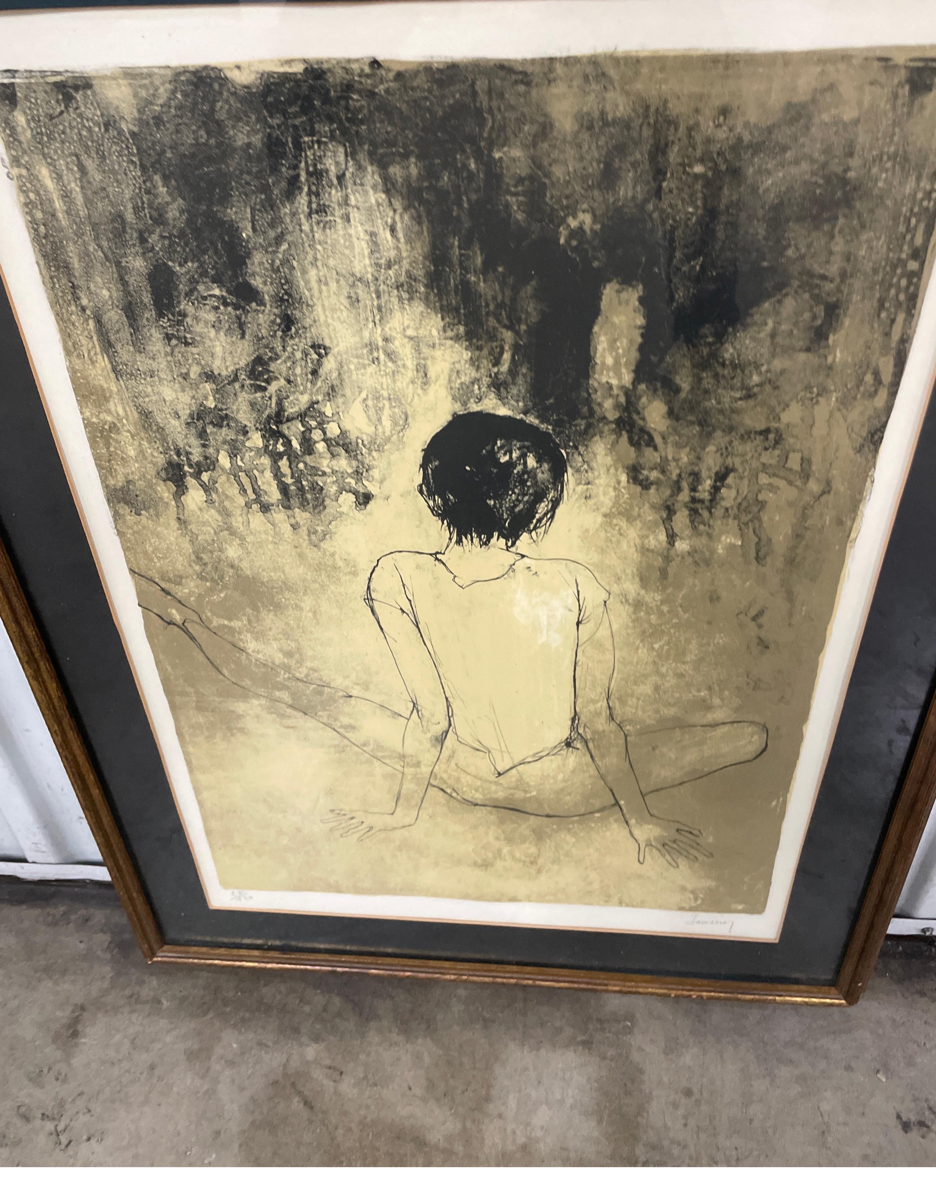Limited edition lithograph of a seated ballerina by Jean Jansem.