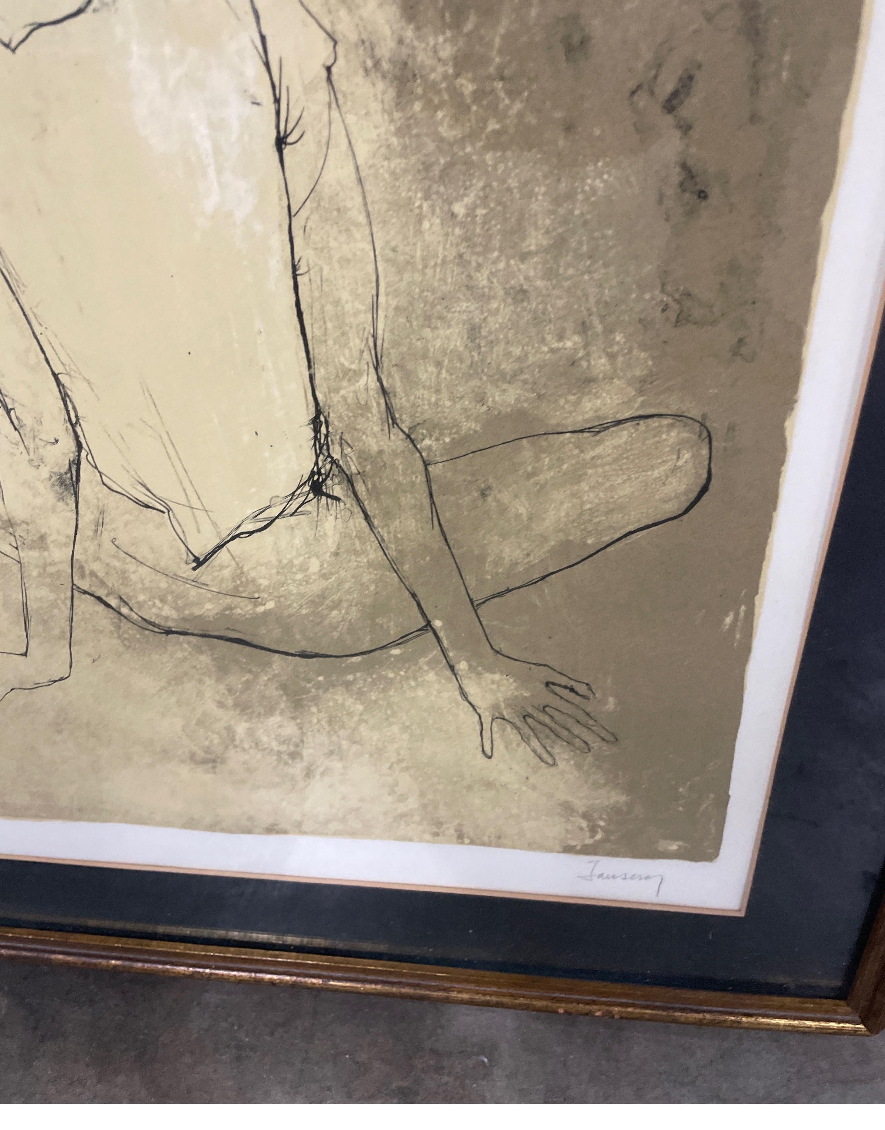 French Limited Edition Lithograph of Ballerina by Jean Jansem For Sale