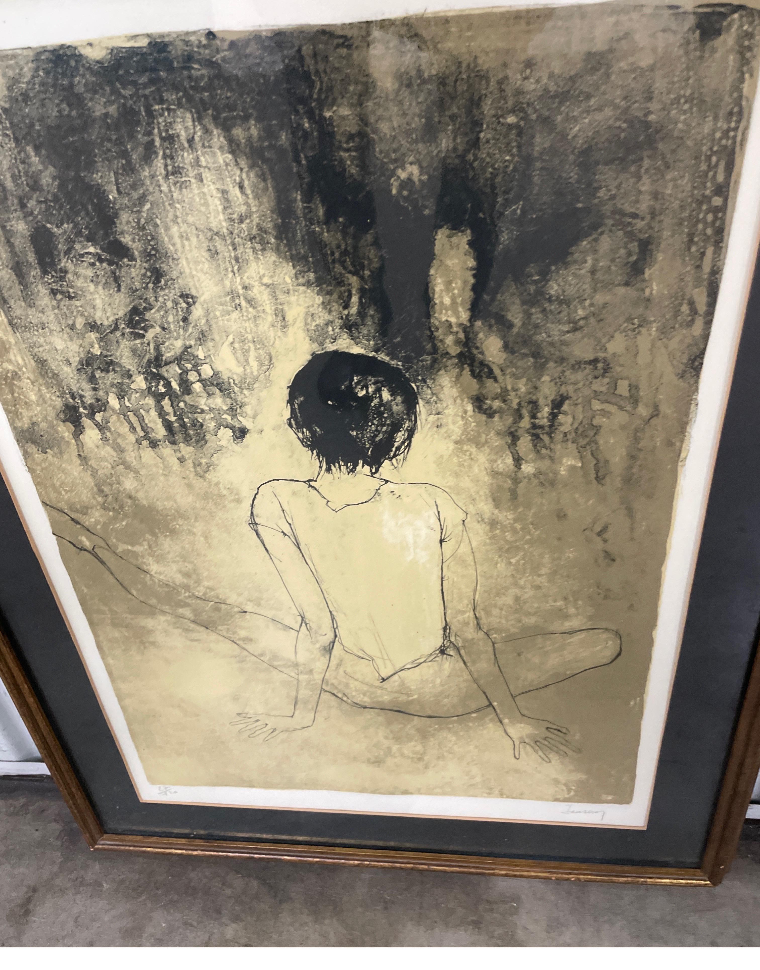 Paper Limited Edition Lithograph of Ballerina by Jean Jansem For Sale