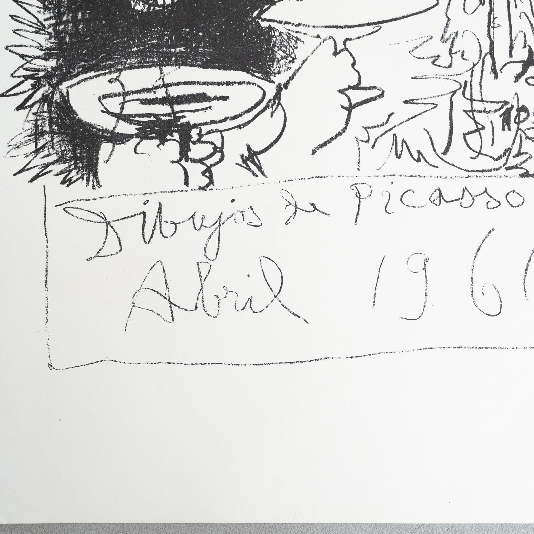 Lithographieplakat der Ausstellung Zeichnungen von Picasso in limitierter Auflage, Zeichnungen von Picasso, 1961 (Spanisch) im Angebot