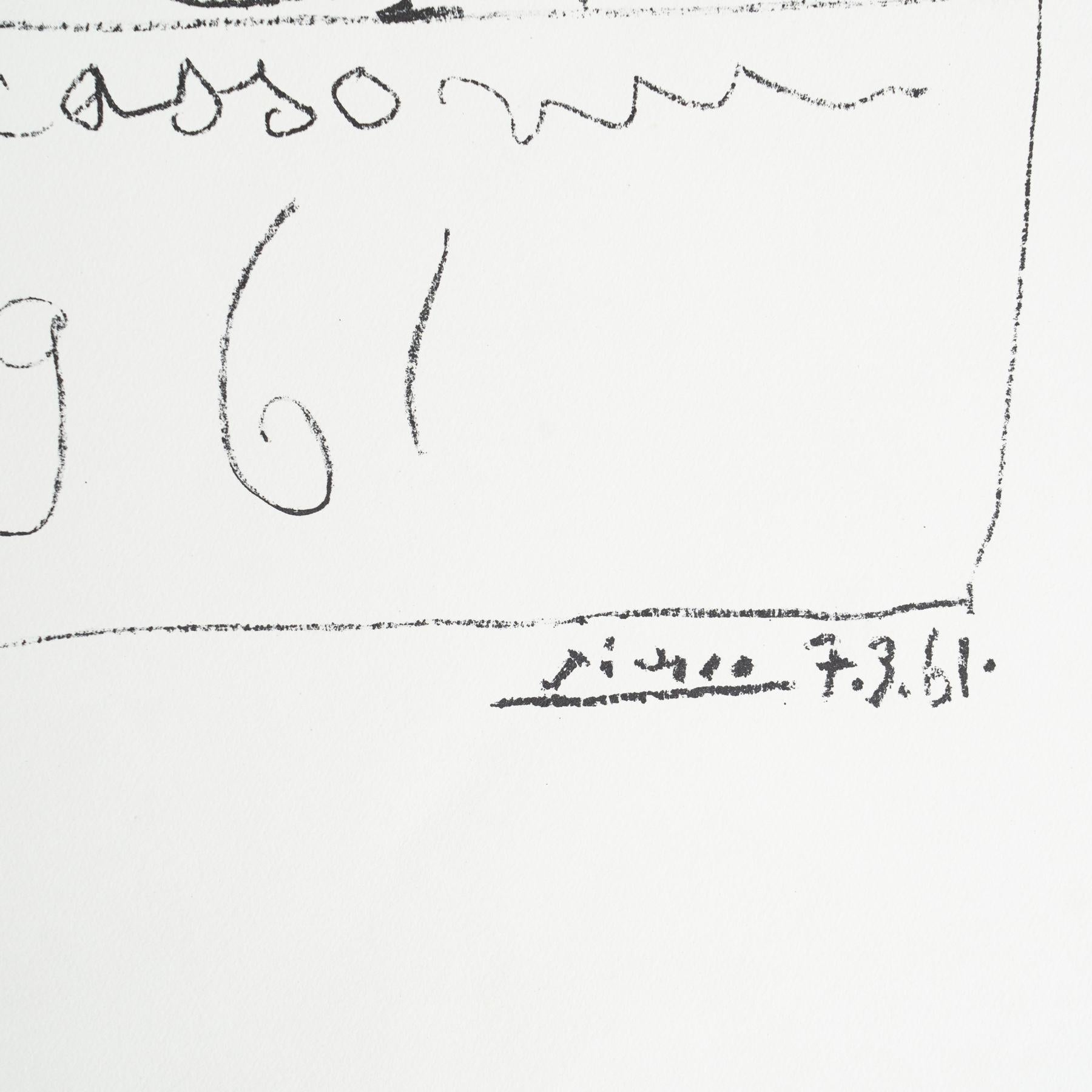 Lithographieplakat der Ausstellung Zeichnungen von Picasso in limitierter Auflage, Zeichnungen von Picasso, 1961 im Zustand „Gut“ im Angebot in Barcelona, Barcelona