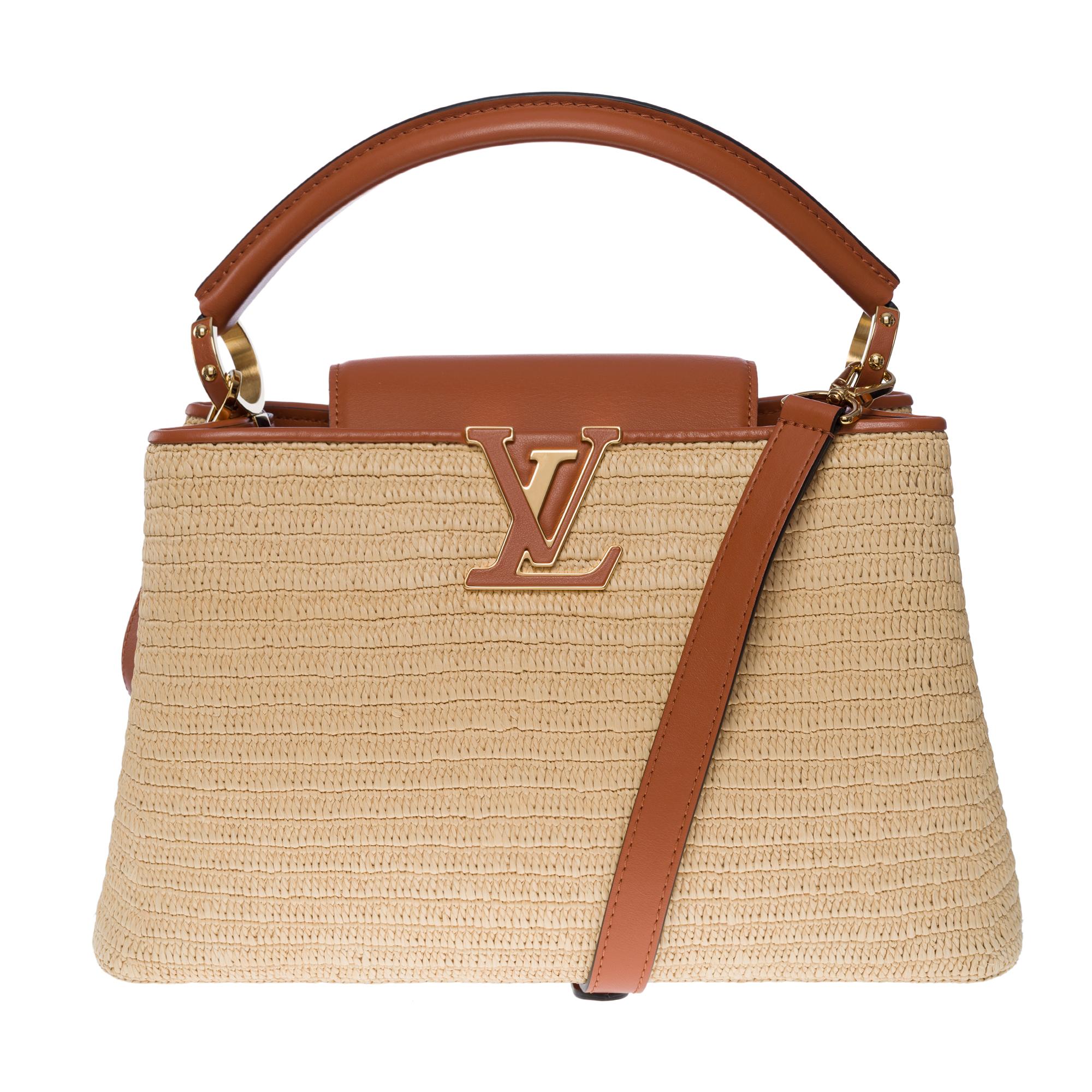 Ultra Exclusive- limited edition Capucines Raffia

The Capucines MM bag is made from braided raffia to create a stylish yet summery silhouette. Smooth cowhide leather on the handle and strap perfectly complement the raffia, giving this classic bag a