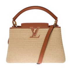 Limited Edition Louis Vuitton Capucines MM handbag strap in braided Raffia, GHW