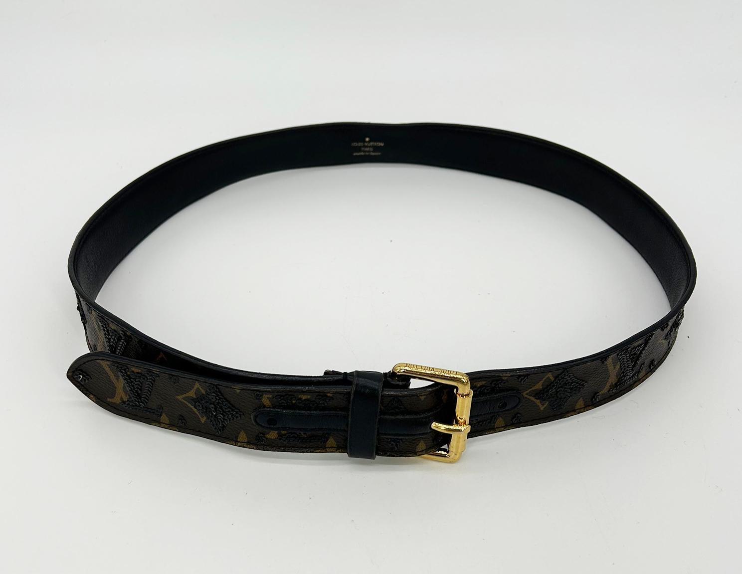 Limited Edition Louis Vuitton Monogram Sequin Eclipse Belt In Excellent Condition For Sale In Philadelphia, PA