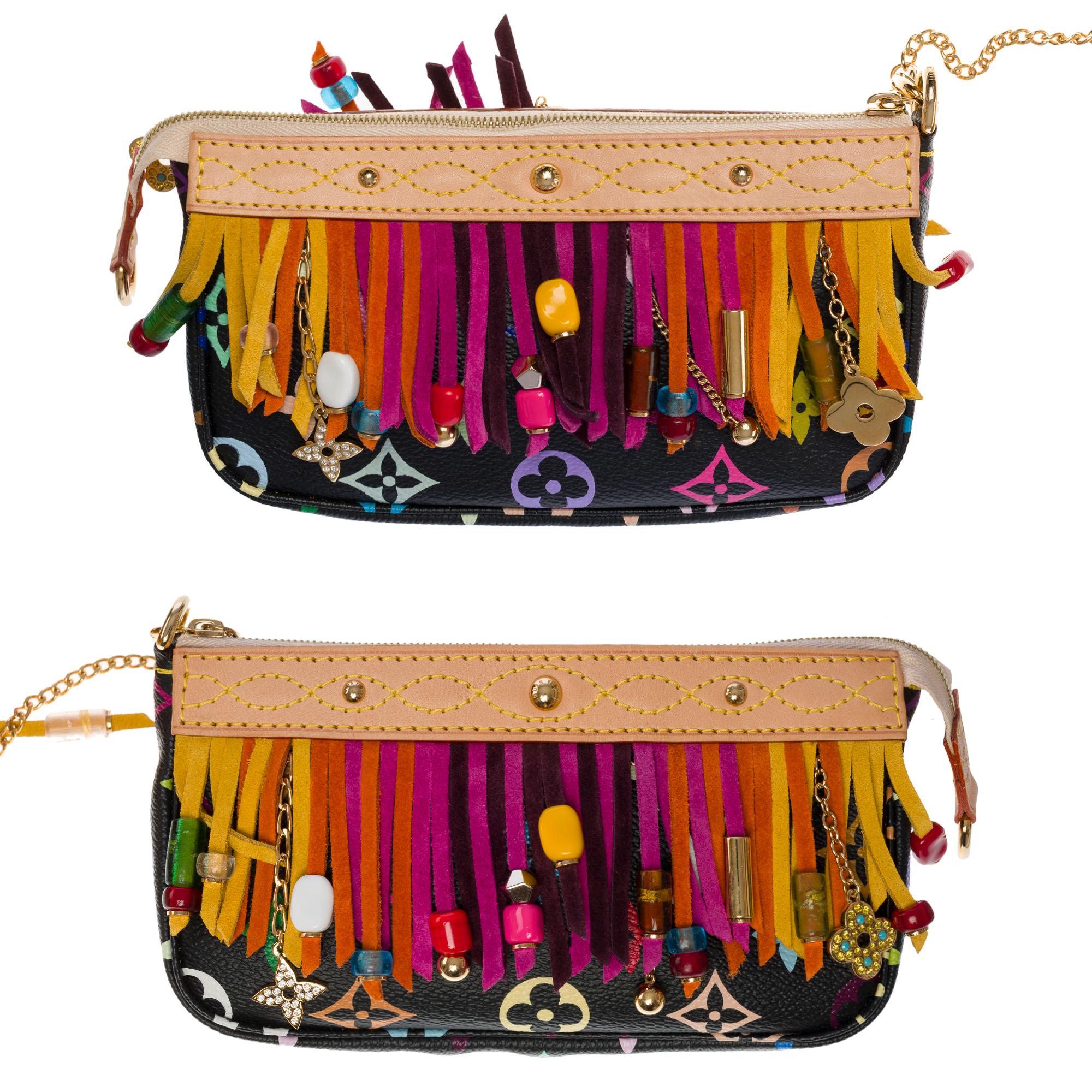 Limited Edition Louis Vuitton Murakami Multicolor Bucket Frange Bucket Bag, GHW For Sale 12