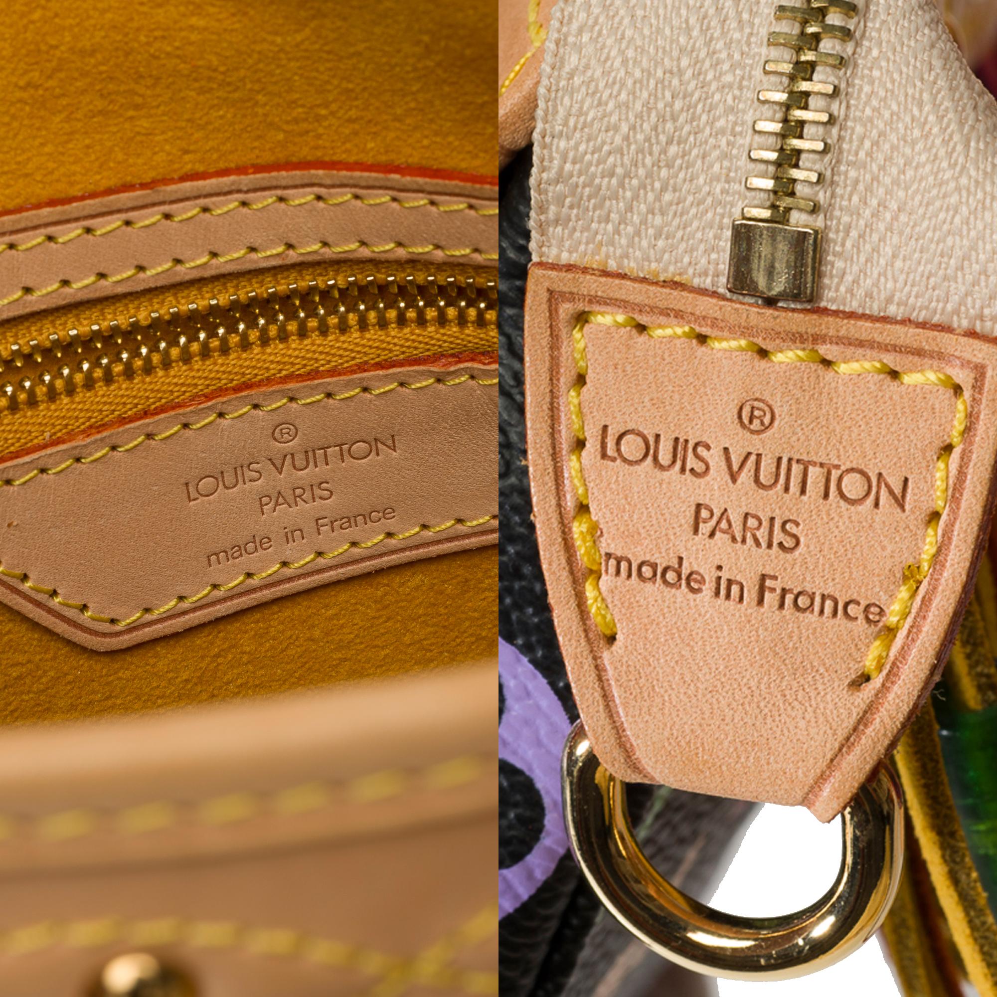 Limited Edition Louis Vuitton Murakami Multicolor Bucket Frange Bucket Bag, GHW For Sale 4