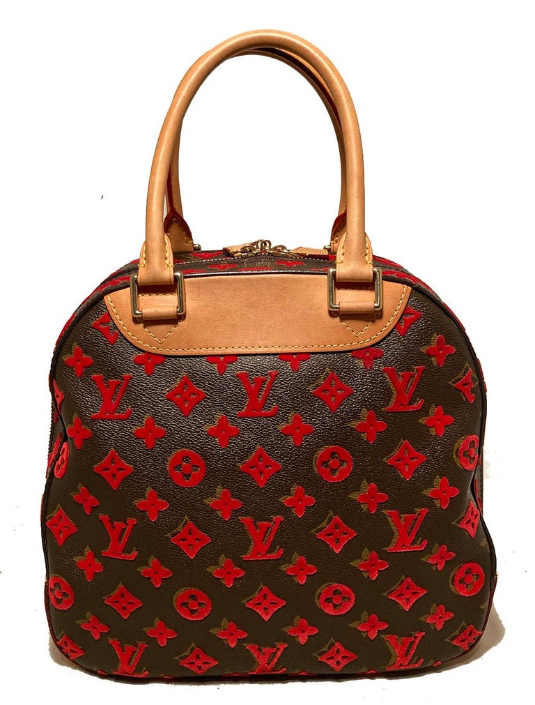 Limited Edition Louis Vuitton Rouge Monogram Tuffetage Deauville Cube ...