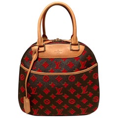 Limited Edition Louis Vuitton Rouge Monogram Tuffetage Deauville Cube Bag