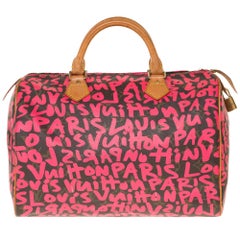 Limitierte Auflage Louis Vuitton Speedy 30 "Graffiti" in braunem Monogramm-Canvas