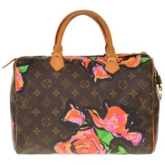 Limitierte Auflage von Louis Vuitton Speedy 30 „Rosen“ in braunem Monogramm aus Leinwand