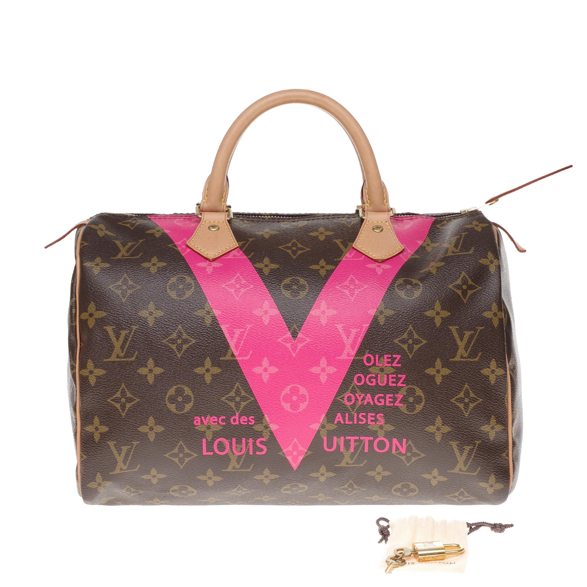 Limited Edition Louis Vuitton Speedy 30 V grenade in brown monogram canvas 6