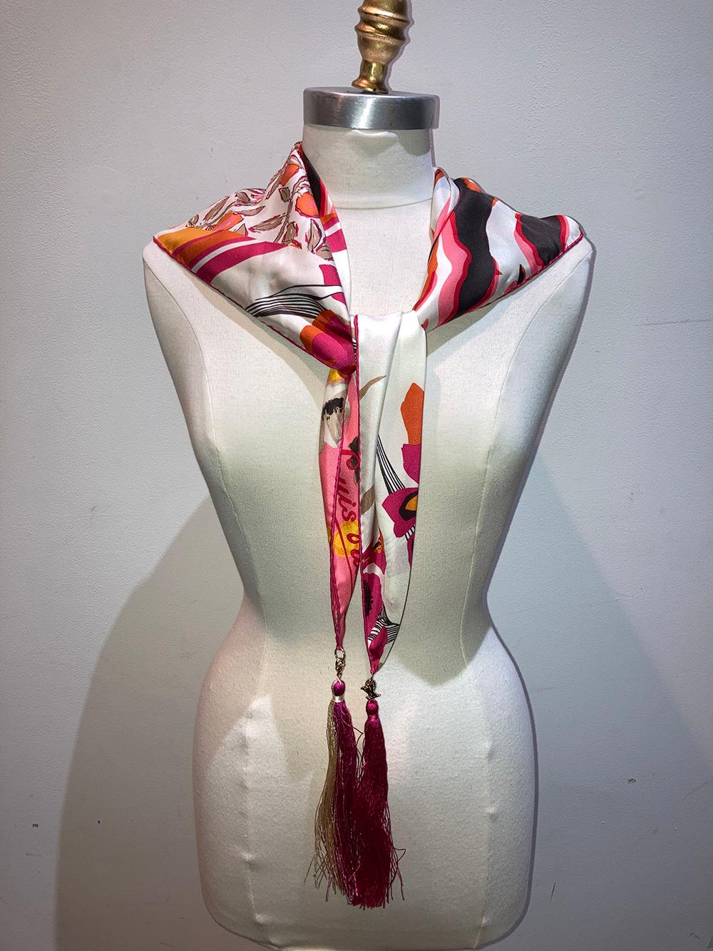 Limited Edition Louis Vuitton Tassel Silk Scarf  2