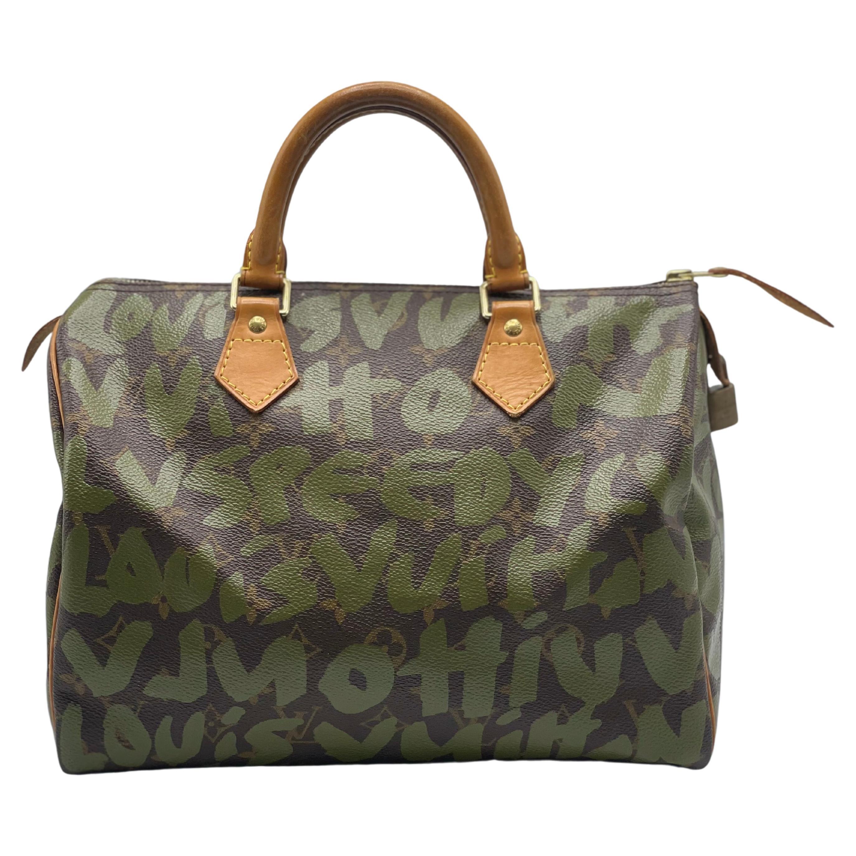 Limited Edition Louis Vuitton x Stephen Sprouse Green Graffiti Speedy  For Sale 4