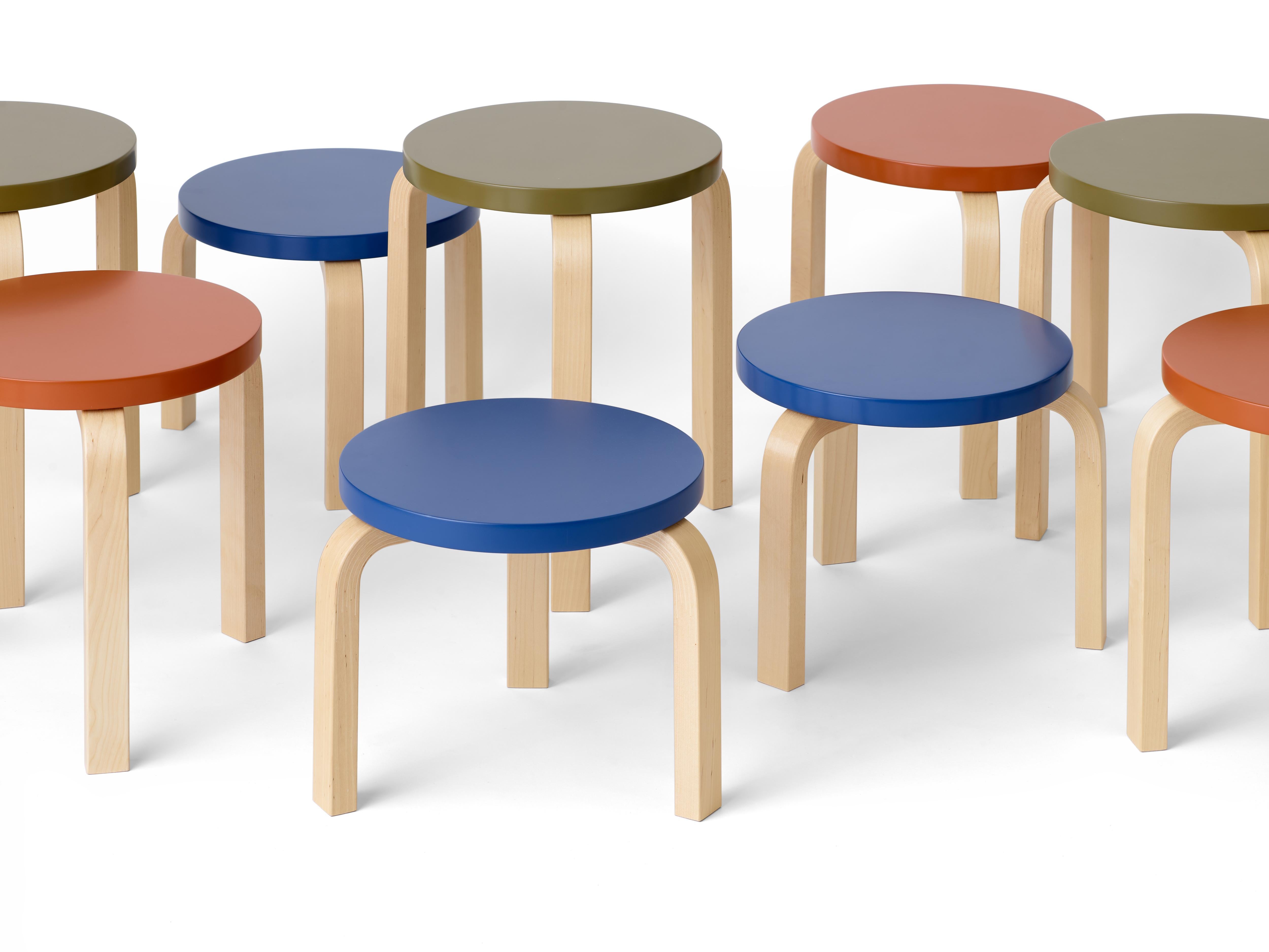 Limited Edition Low Stool 60 in Moonstone by Artek and Heath (Birke)
