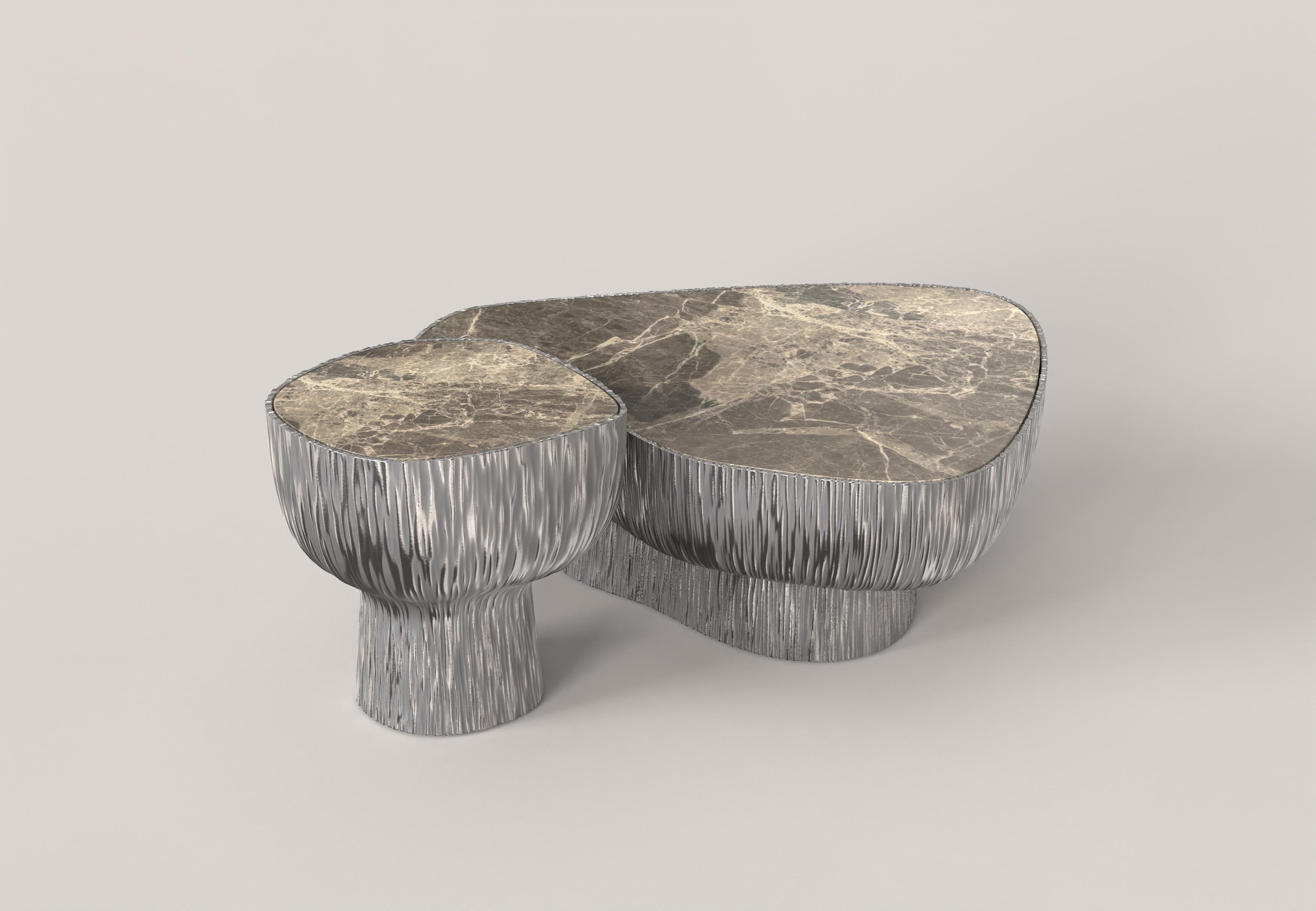 Aluminium Table en aluminium et marbre Giava V1, Simone Fanciullacci en vente