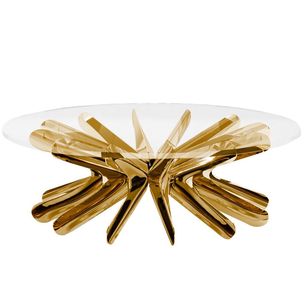 Limited Edition Medium Steel in Rotation Coffee Table in Lacquered Copper, Zieta For Sale