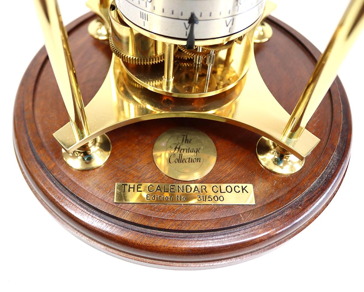 Gilt Limited Edition Mid-Century Calendar Clock by Devon Clocks For Sale