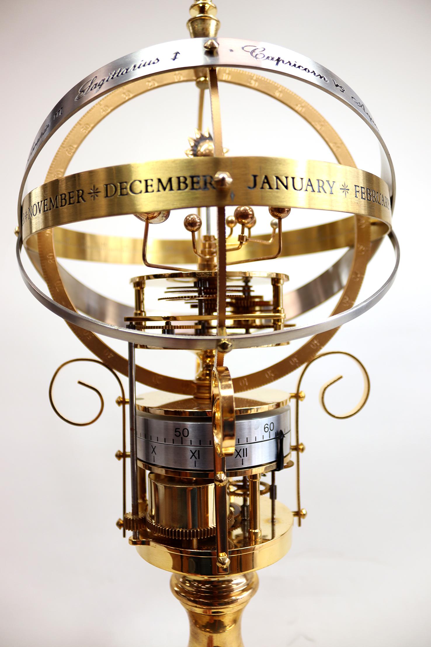 Limited Edition Mid-Century Orrery Clock by Devon Clocks For Sale 1