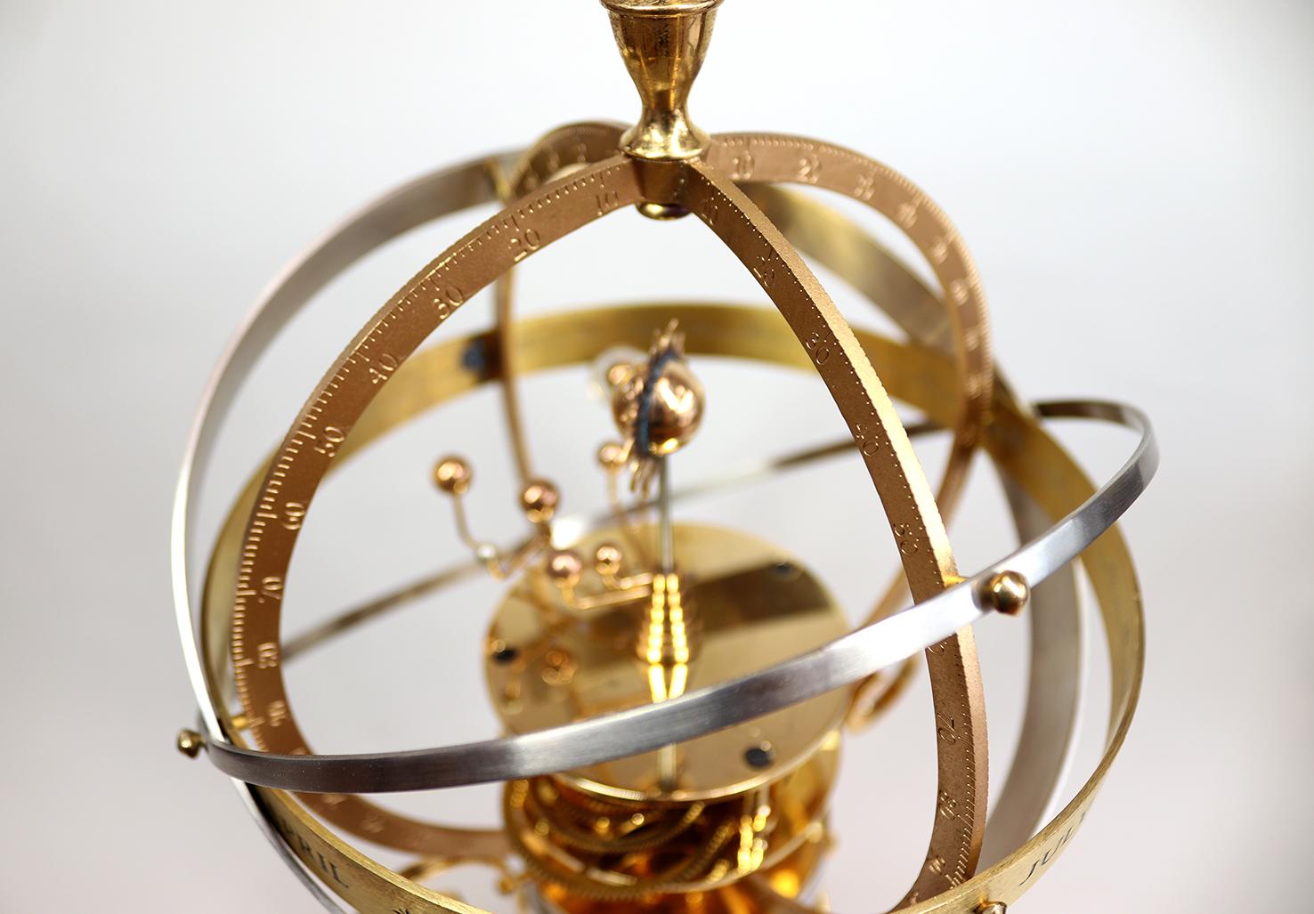 Gilt Limited Edition Mid-Century Orrery Clock by Devon Clocks For Sale