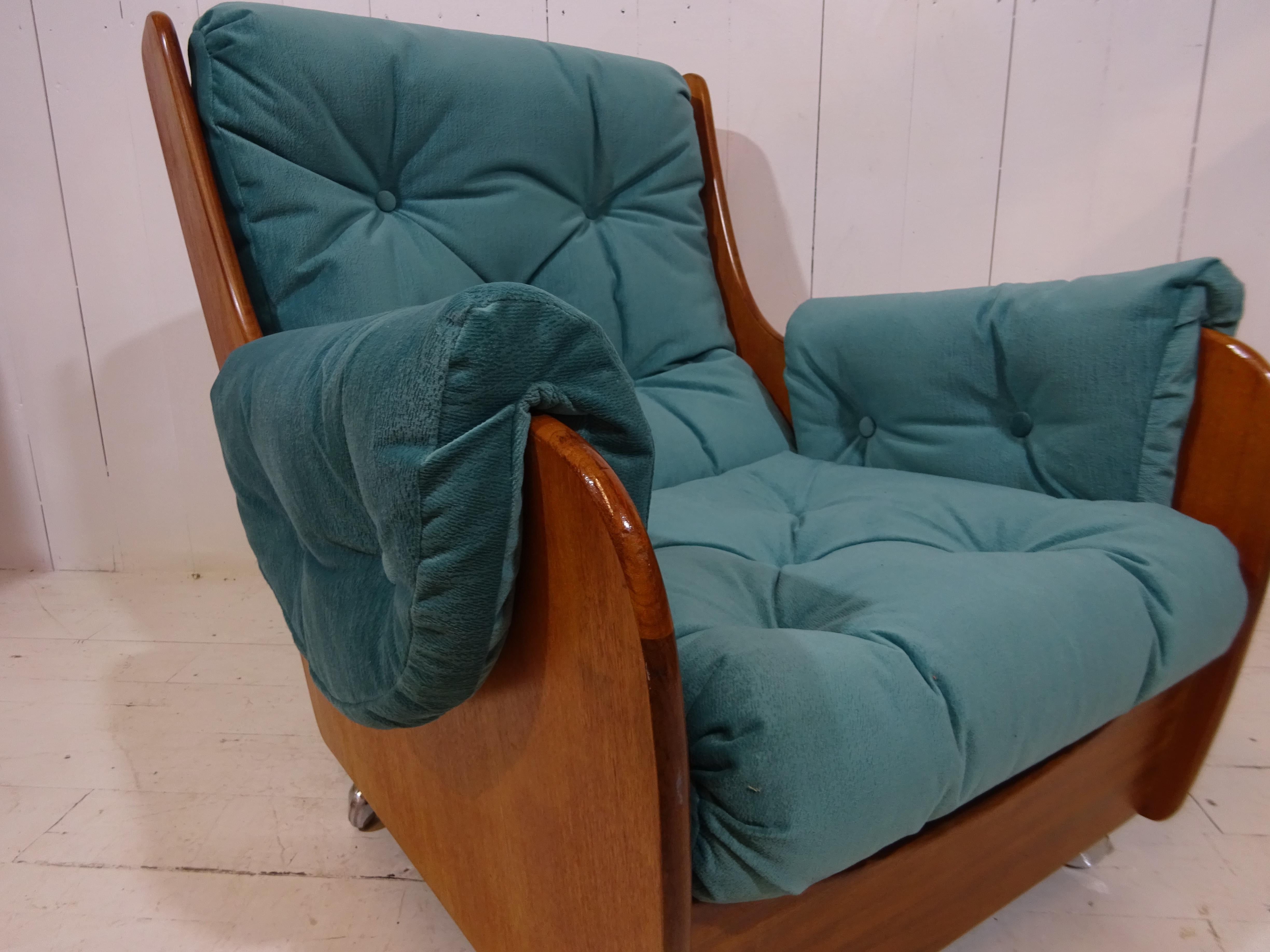 Mid-20th Century Limited Edition Mid Century Saddle Back Armchair by G Plan in Teal Velvet