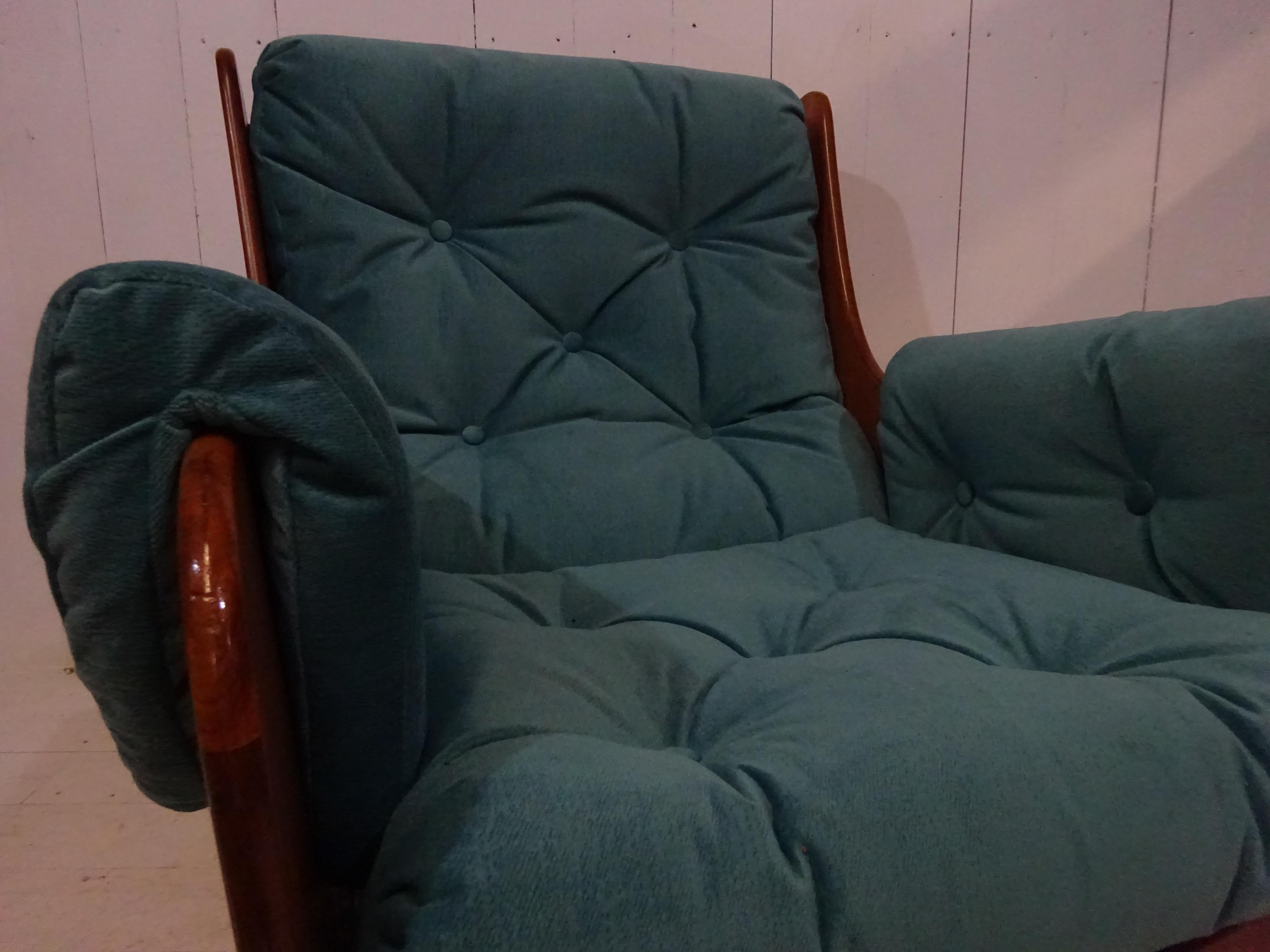 Limited Edition Mid Century Saddle Back Armchair by G Plan in Teal Velvet 3
