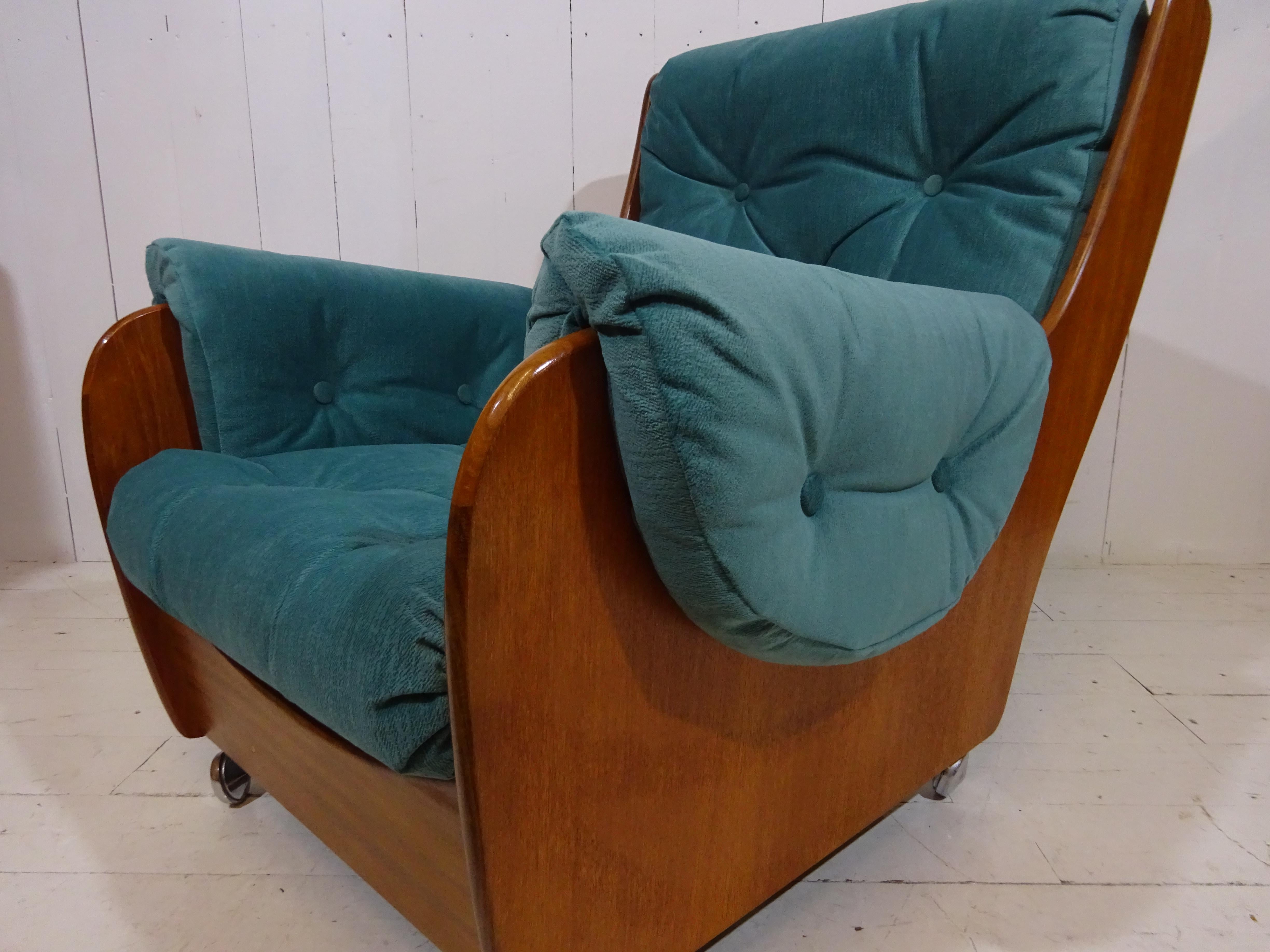 Limited Edition Mid Century Saddle Back Armchair by G Plan in Teal Velvet 5