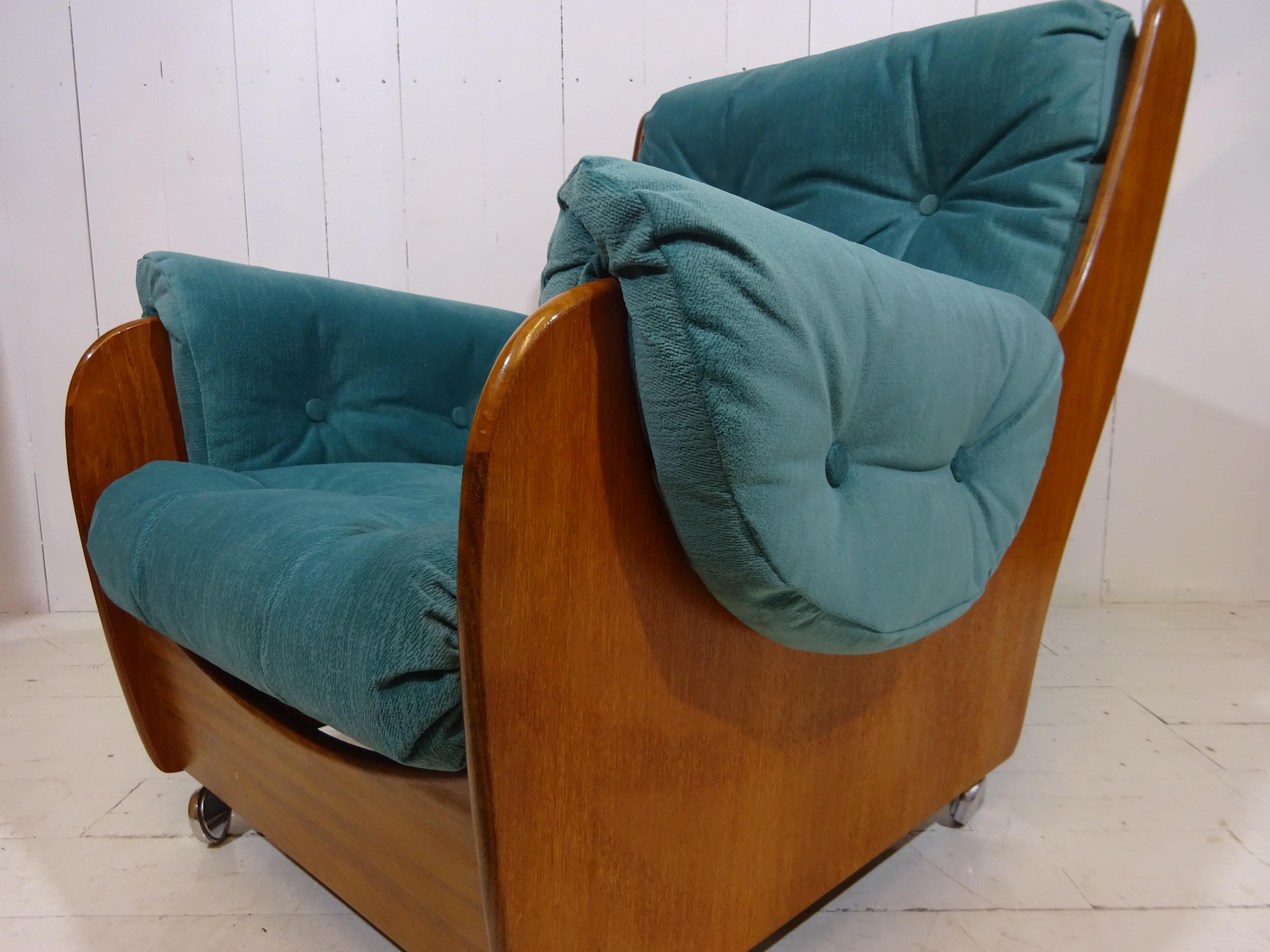 Limited Edition Mid Century Saddle Back Armchair by G Plan in Teal Velvet 6